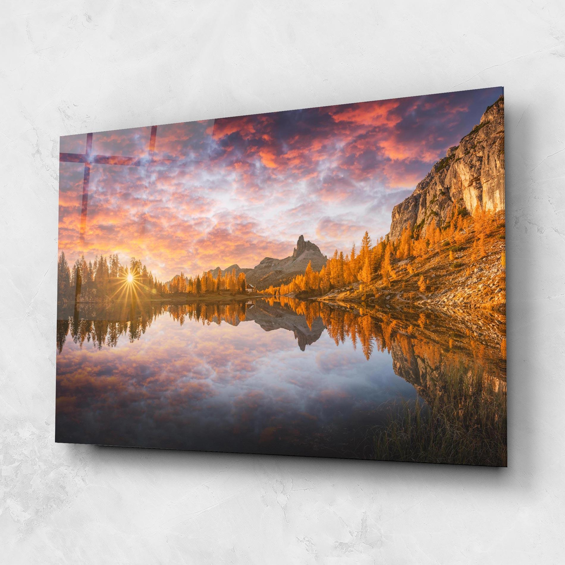 Glasbild Yellow Light Lake mockup 1
