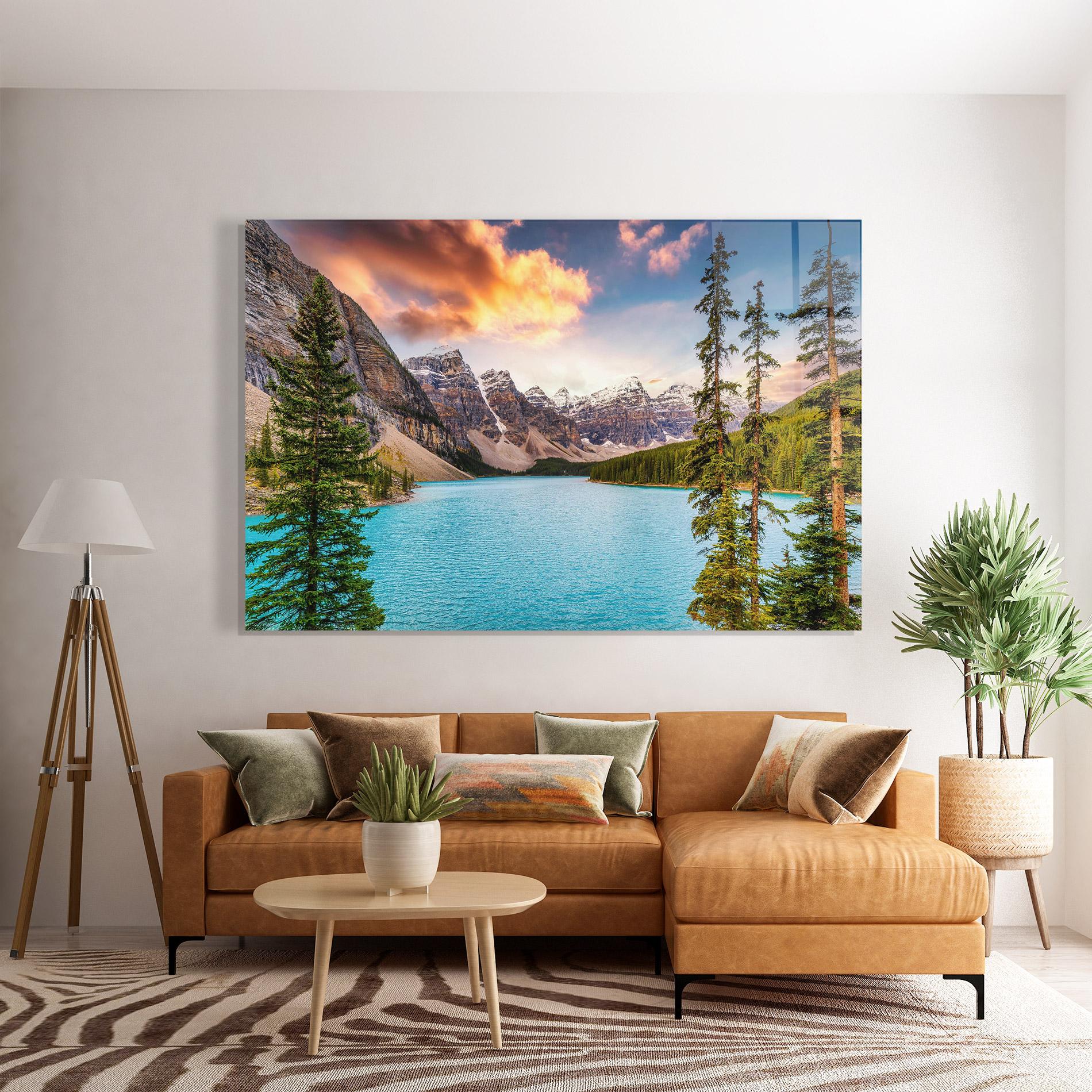 Glasbild Blue Magic Lake mockup 7