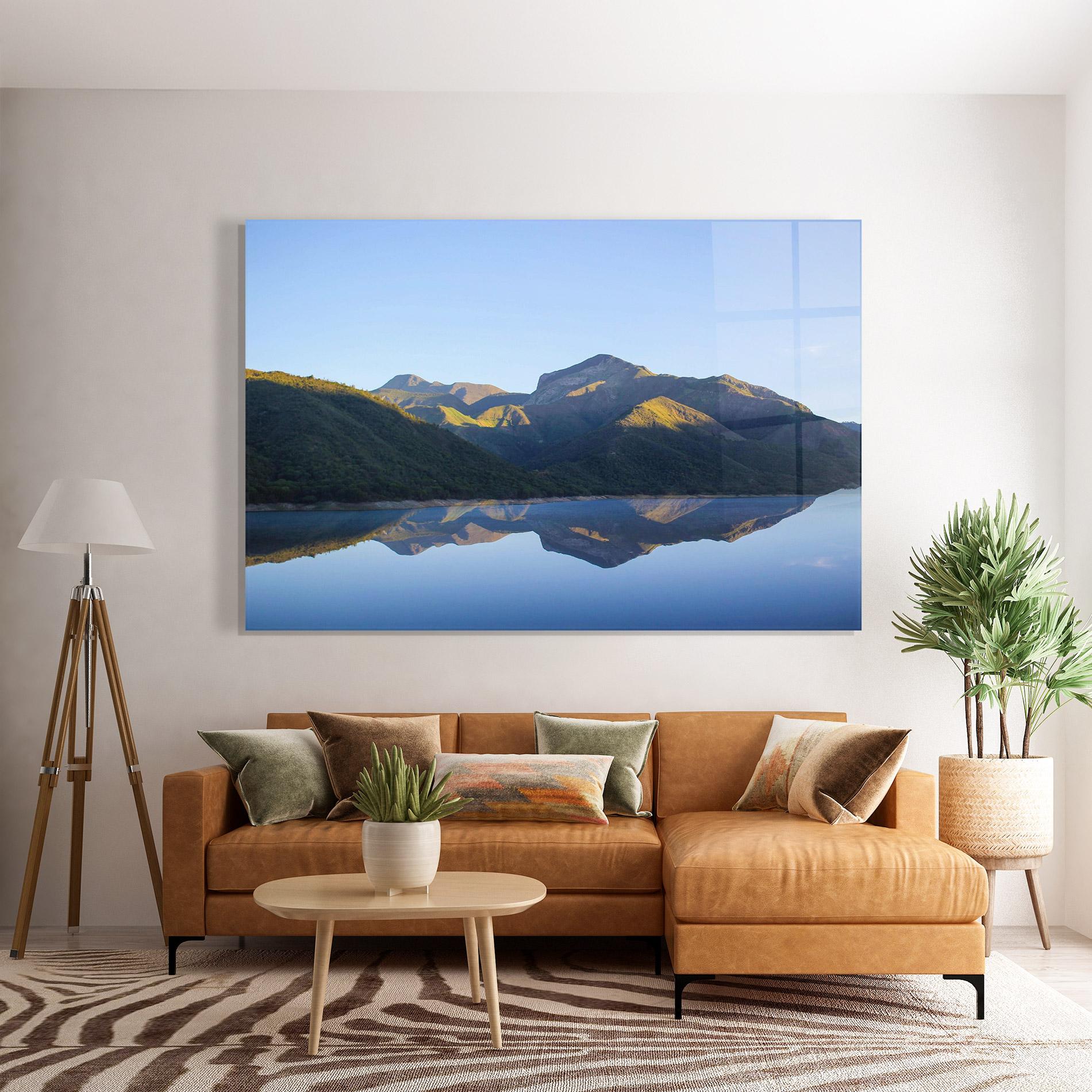 Glasbild Blue Nice Lake mockup 7