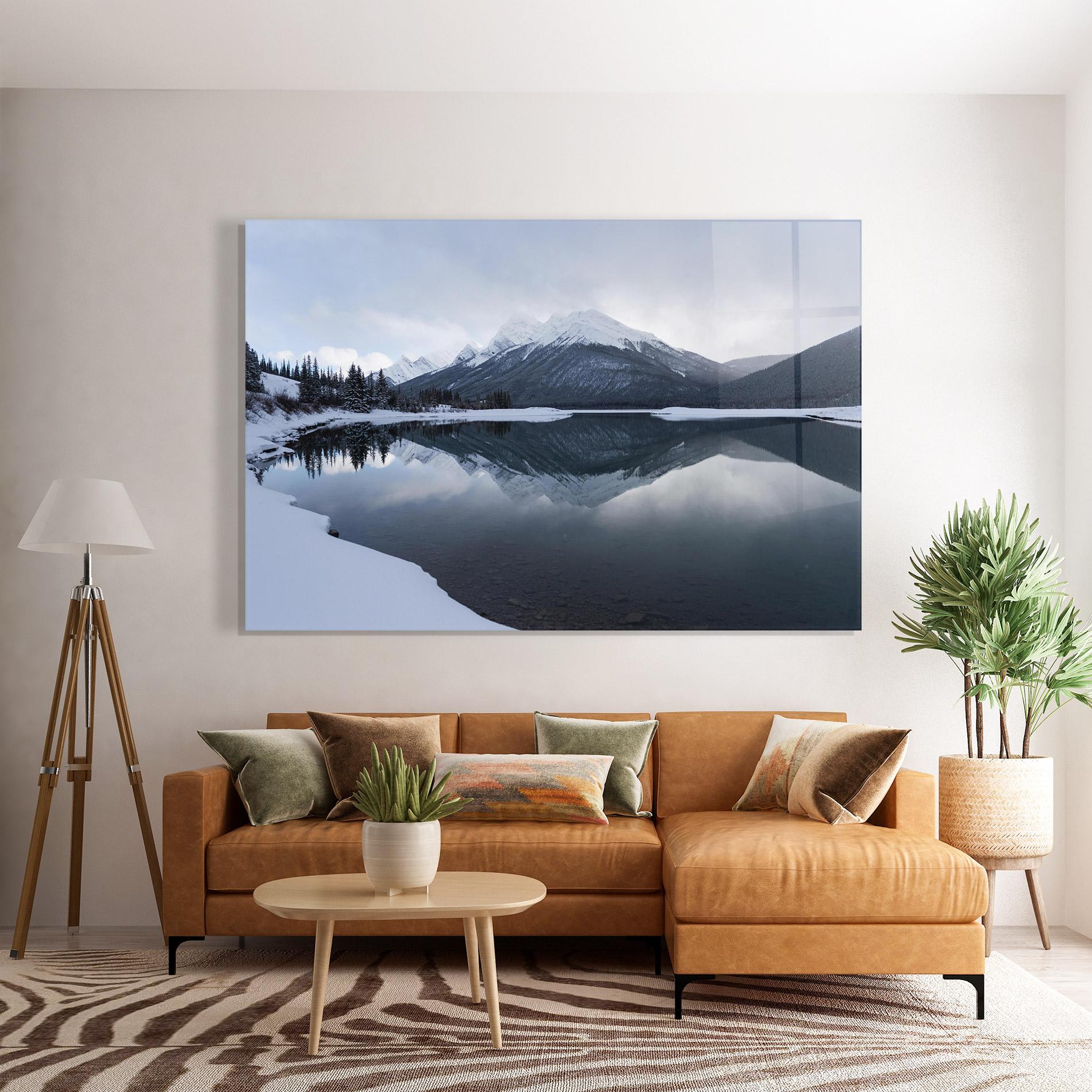 Glasbild Grey Lake mockup 7