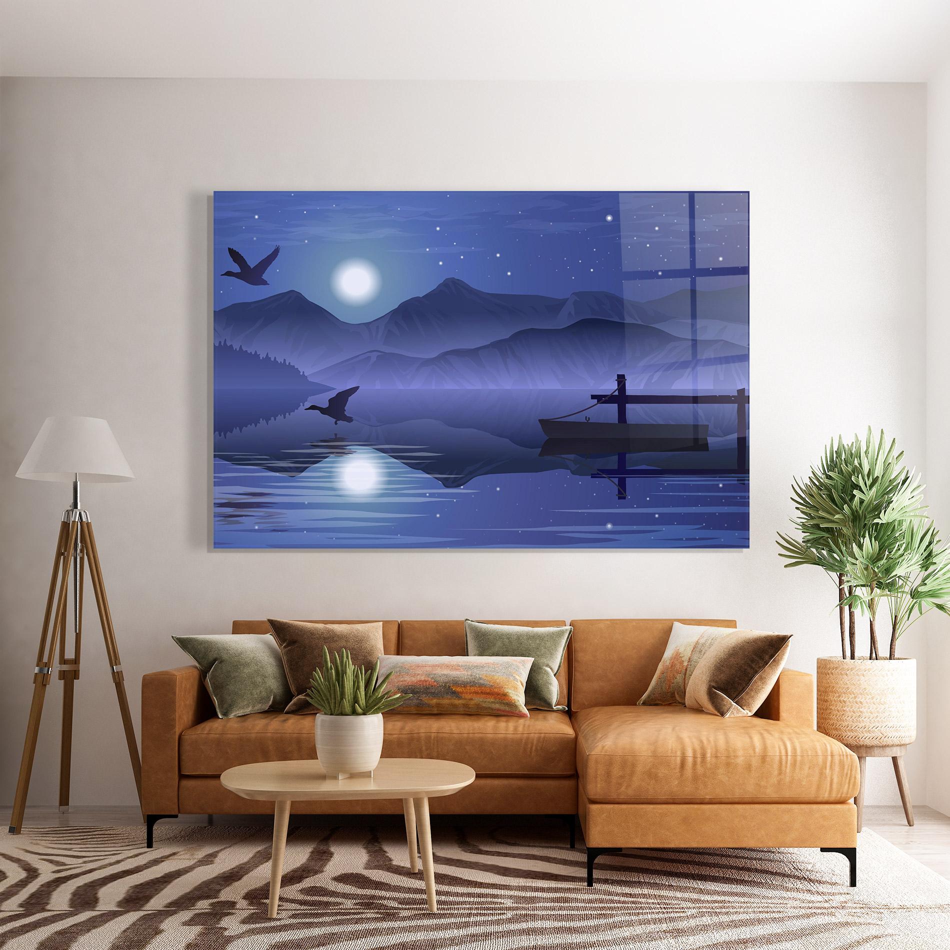 Glasbild Lake Purple Night mockup 7