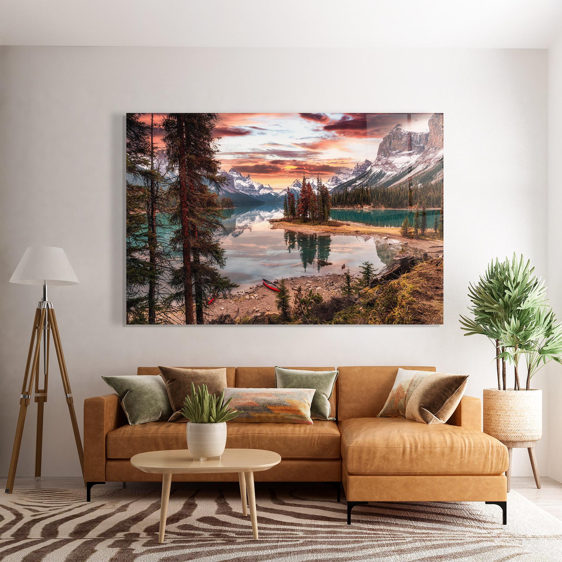 Glasbild Sunset Lake View mockup 7