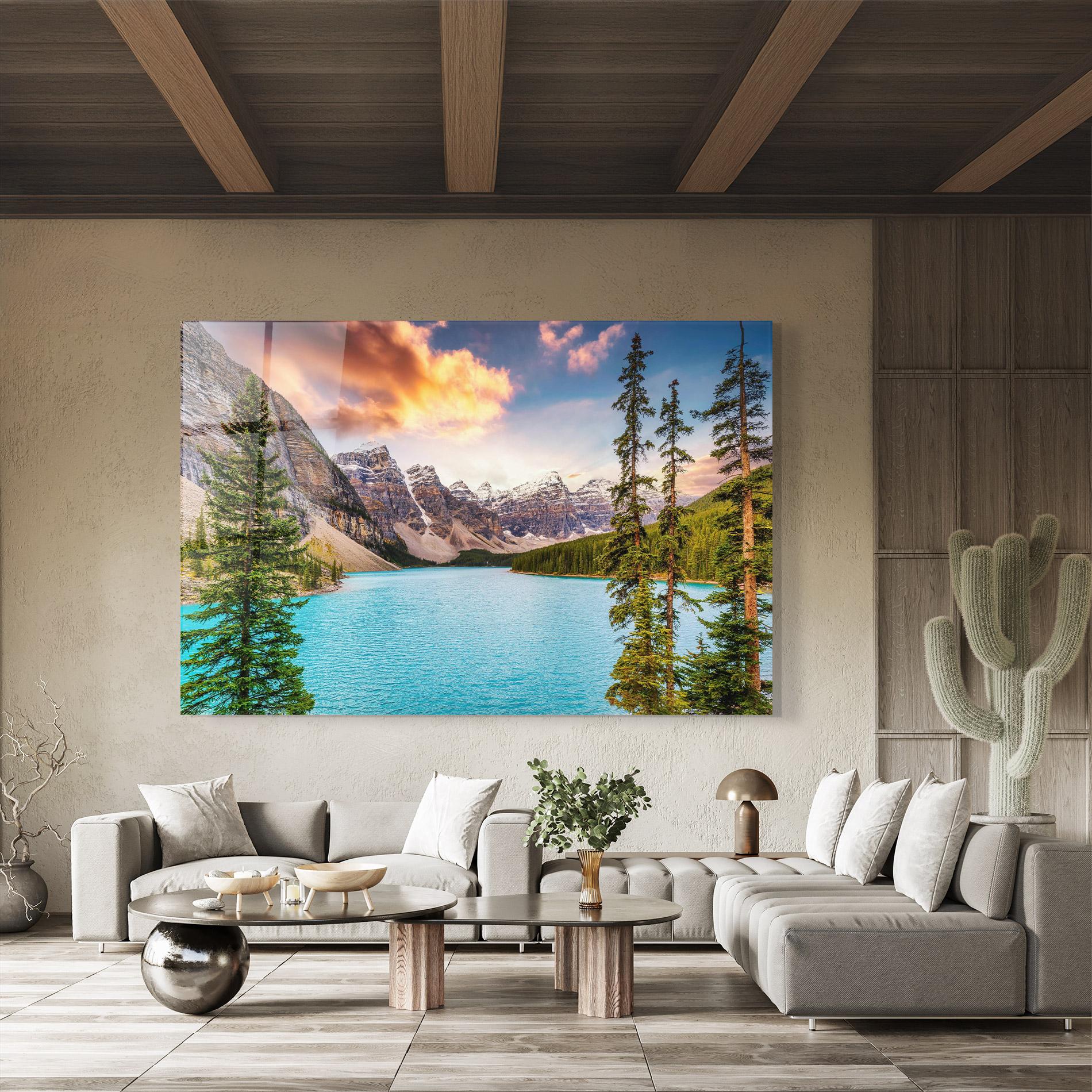 Glasbild Blue Magic Lake mockup 8