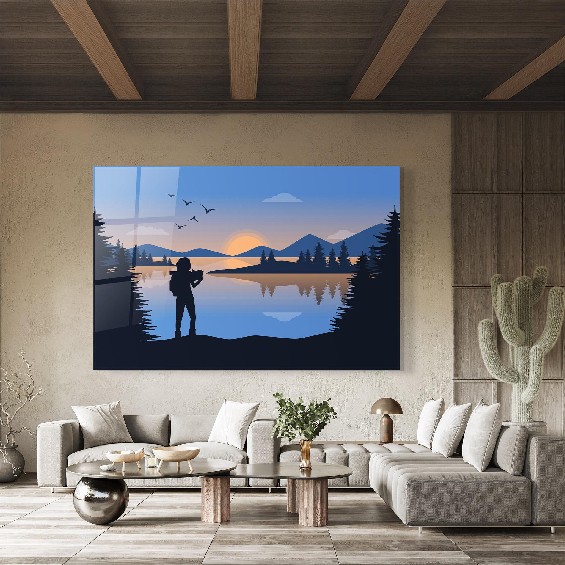 Glasbild Lake Woman View mockup 8