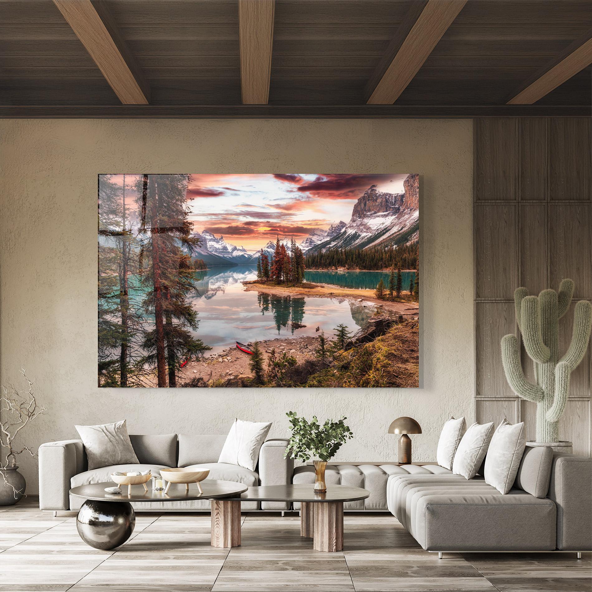 Glasbild Sunset Lake View mockup 8