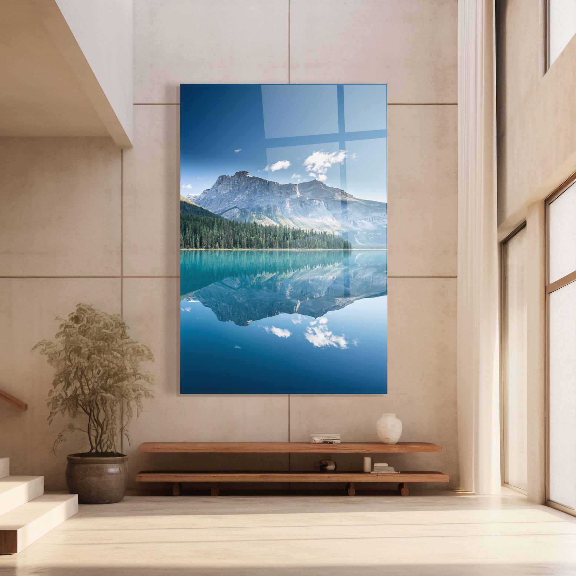 Glasbild Blue Mountain Lake mockup 8