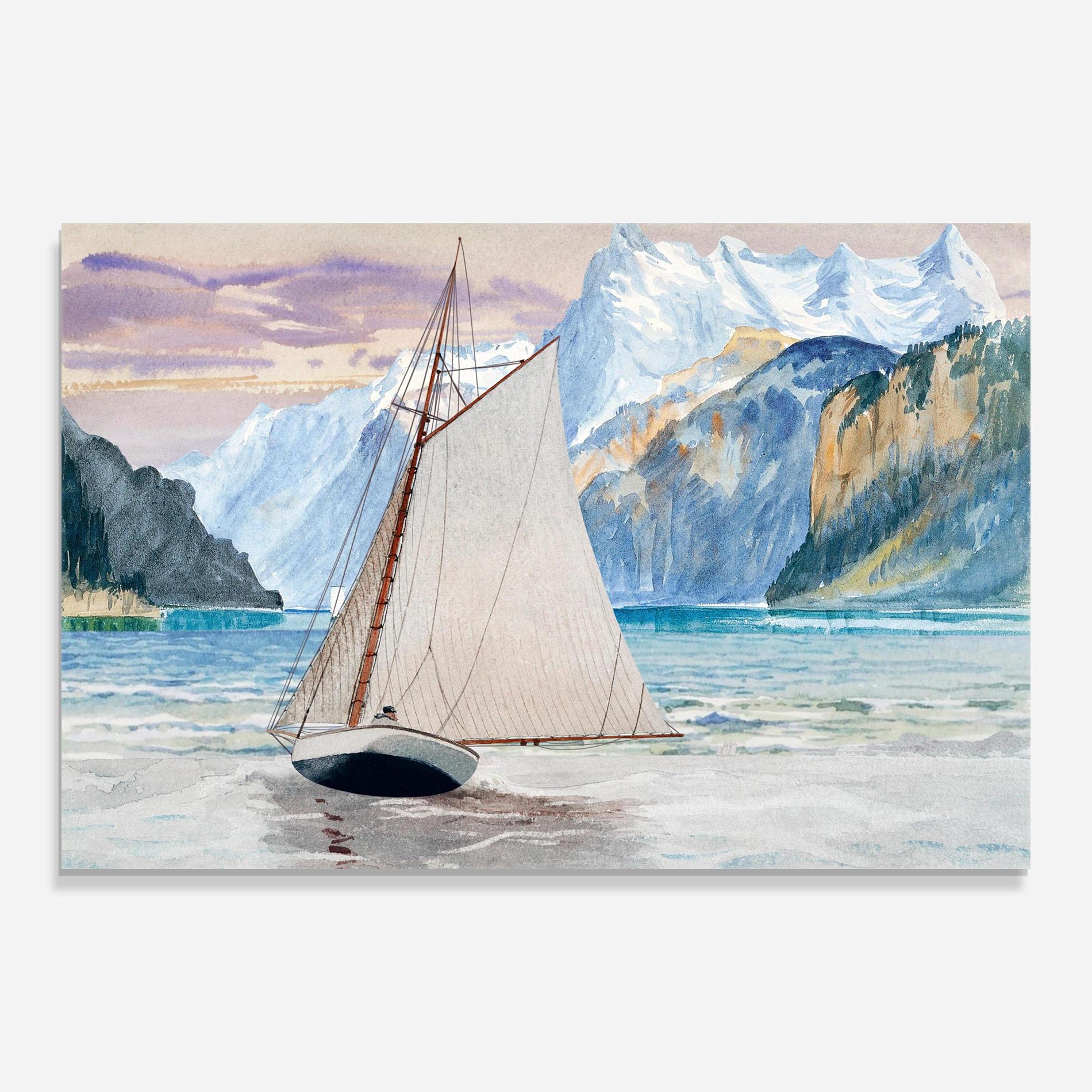 Glasbild Boat Mountain View mockup 0
