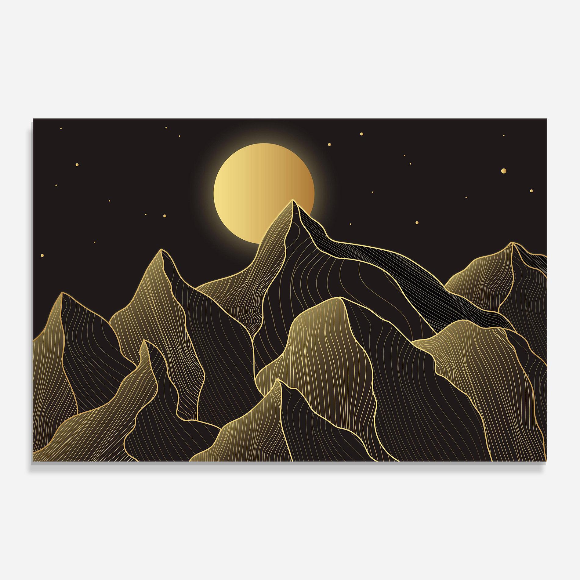Glasbild Gold Shiny Moon mockup 0