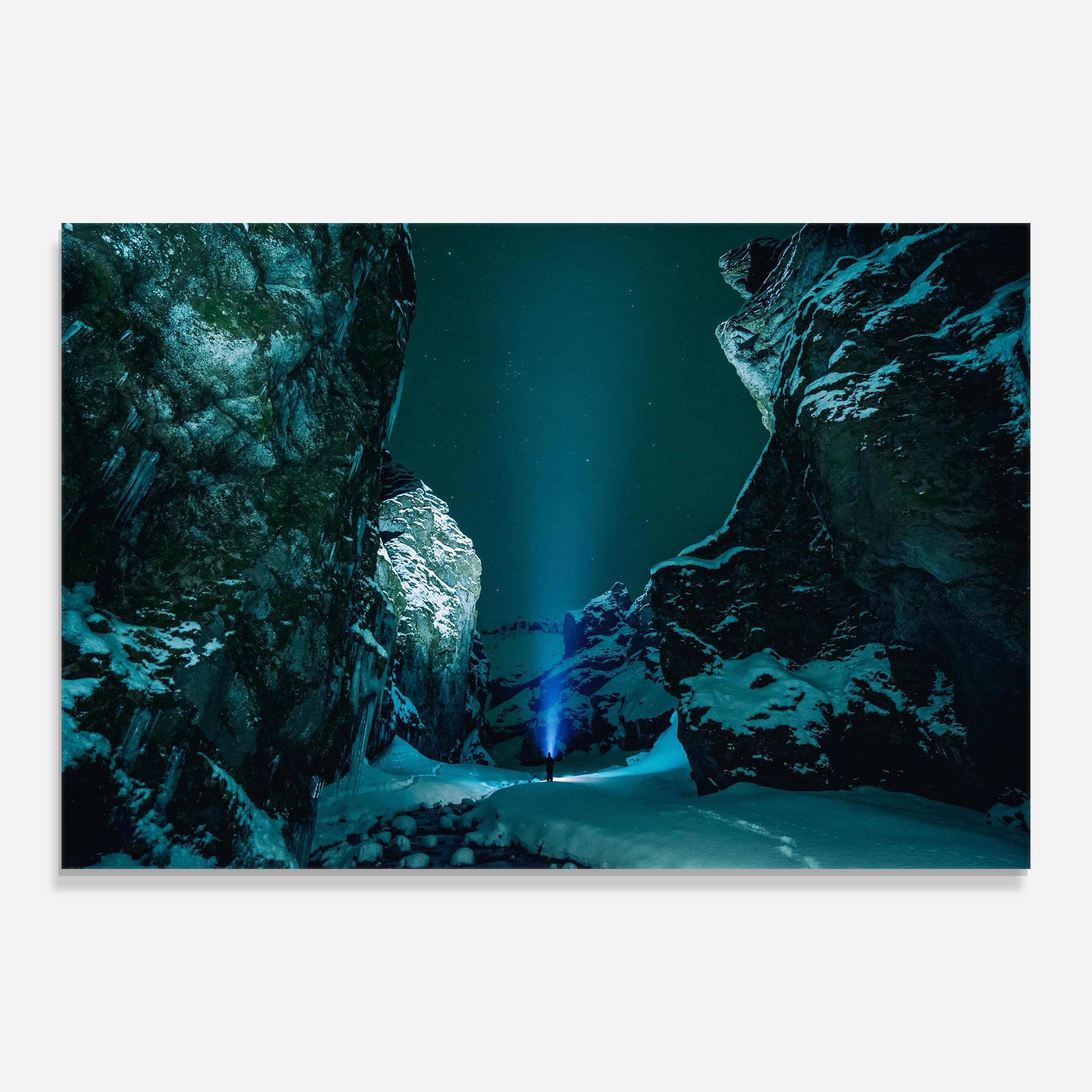 Glasbild Green Light Mountain mockup 0