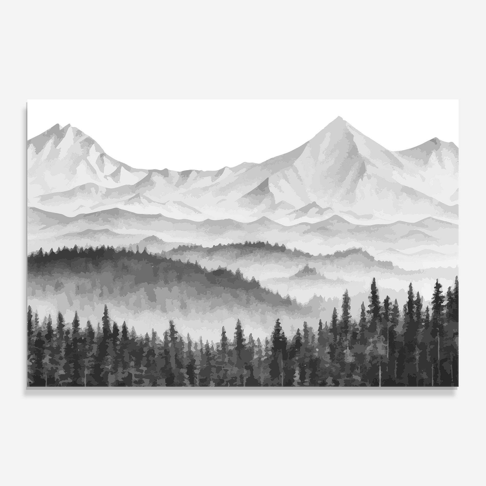 Glasbild Grey Mountain Drawing mockup 0
