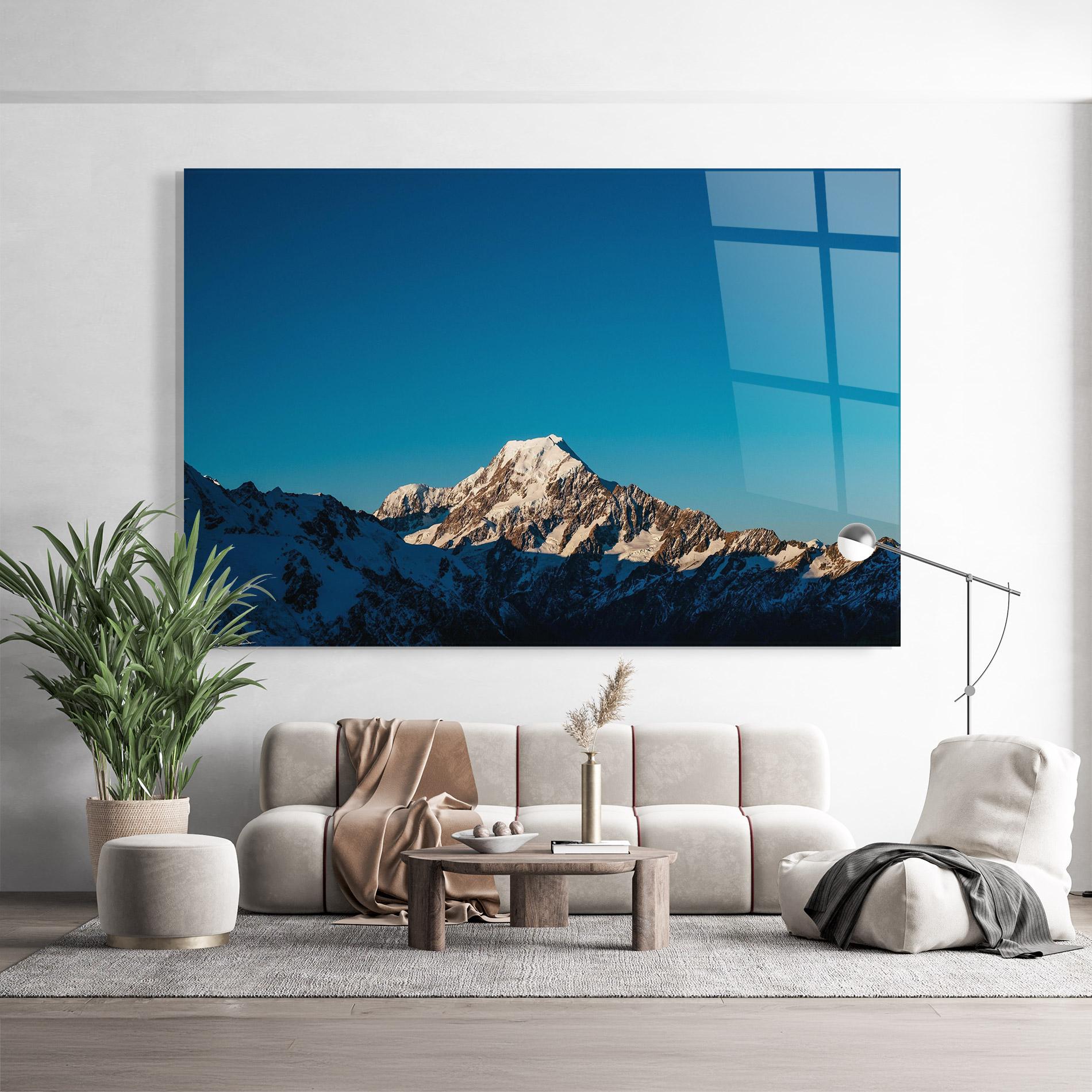 Glasbild Blue Snowy Mountain mockup 9