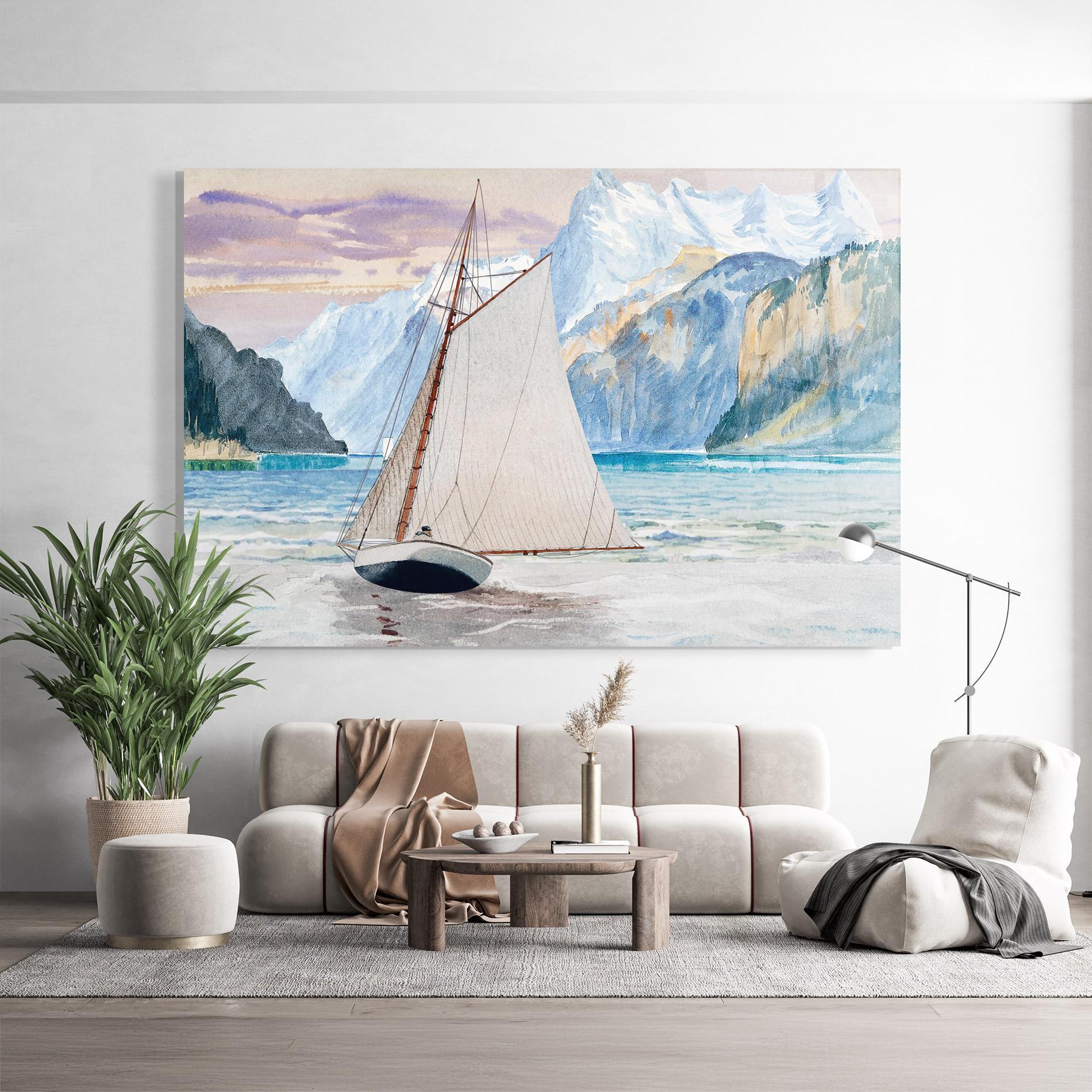 Glasbild Boat Mountain View mockup 9