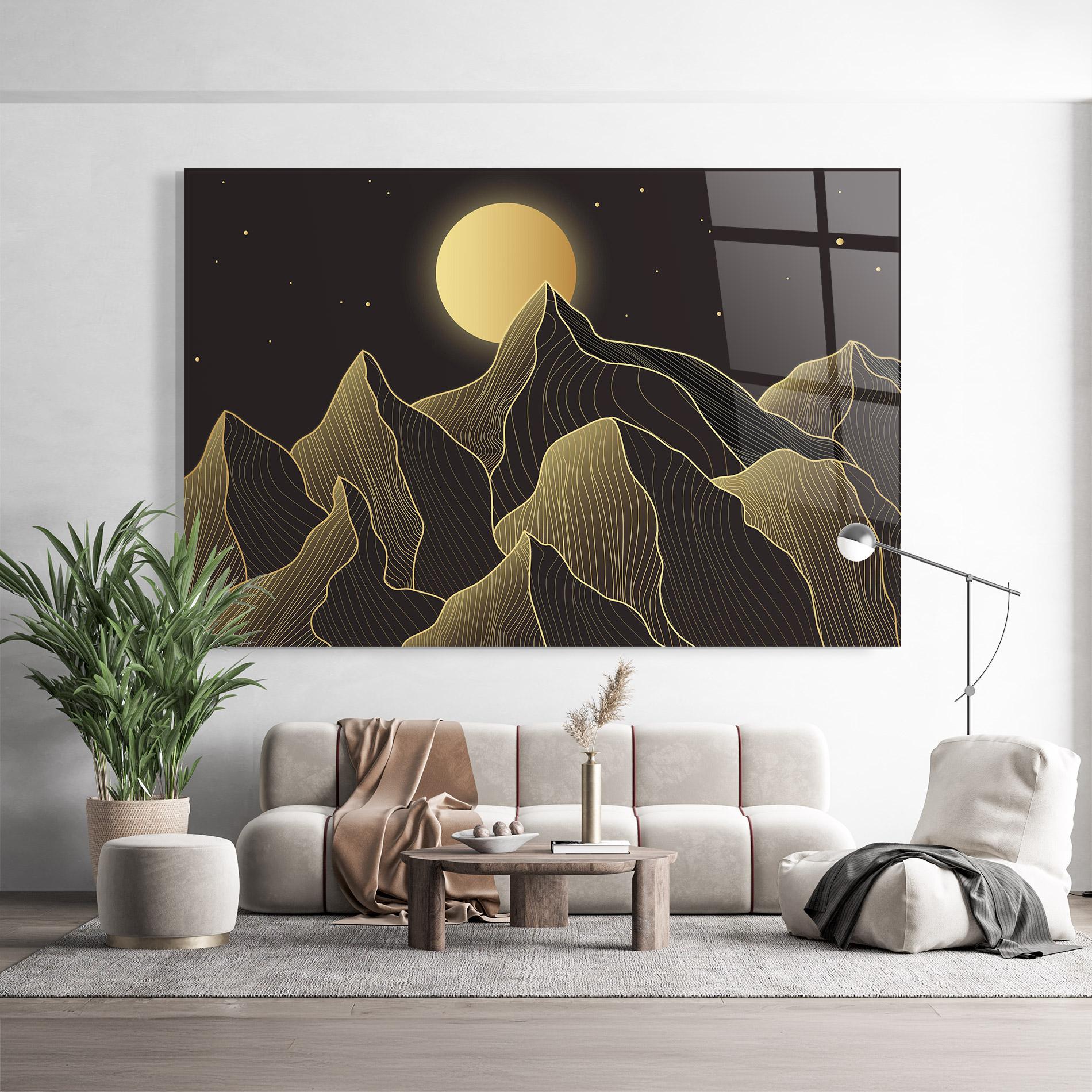 Glasbild Gold Shiny Moon mockup 9