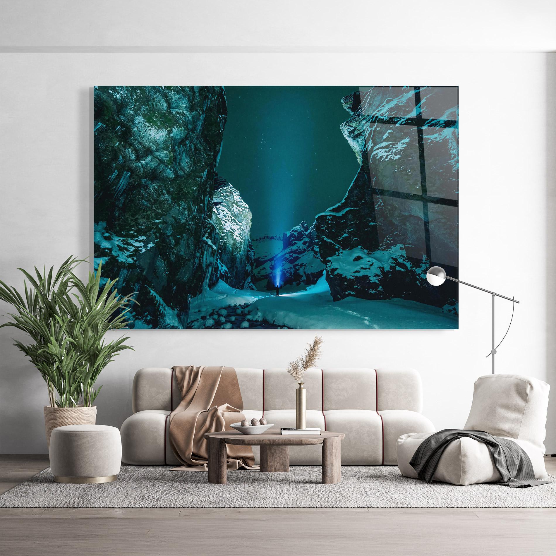 Glasbild Green Light Mountain mockup 9