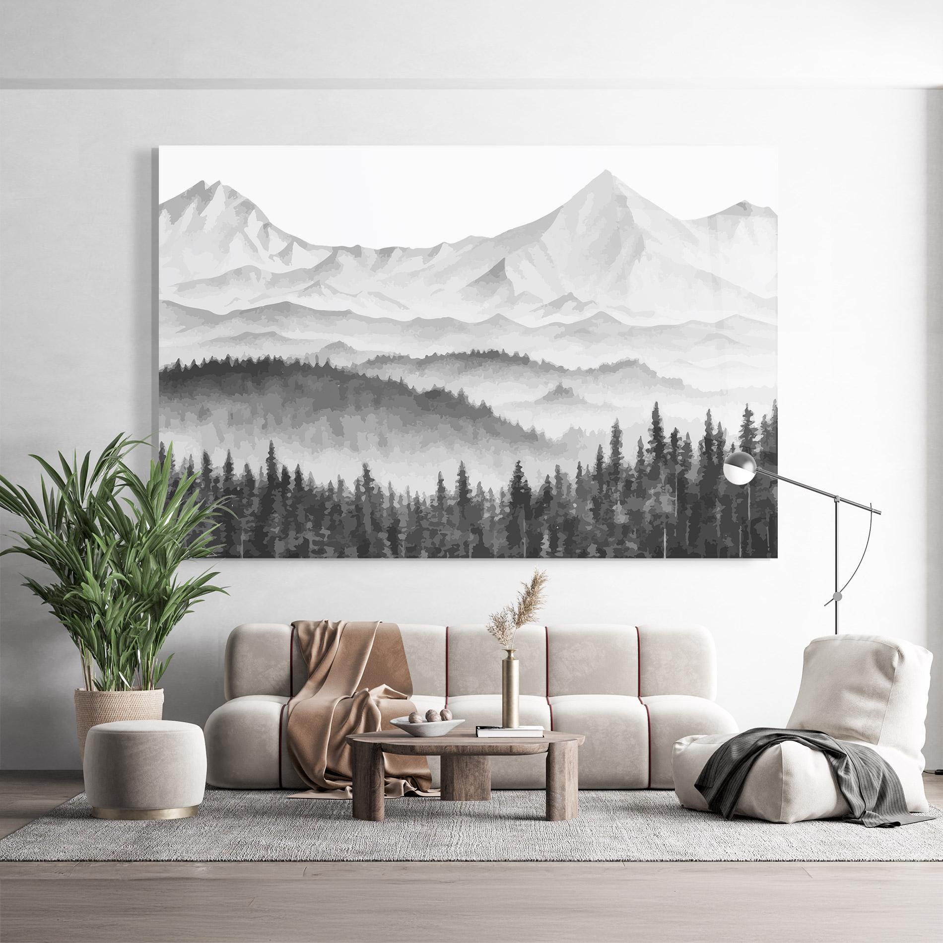 Glasbild Grey Mountain Drawing mockup 9