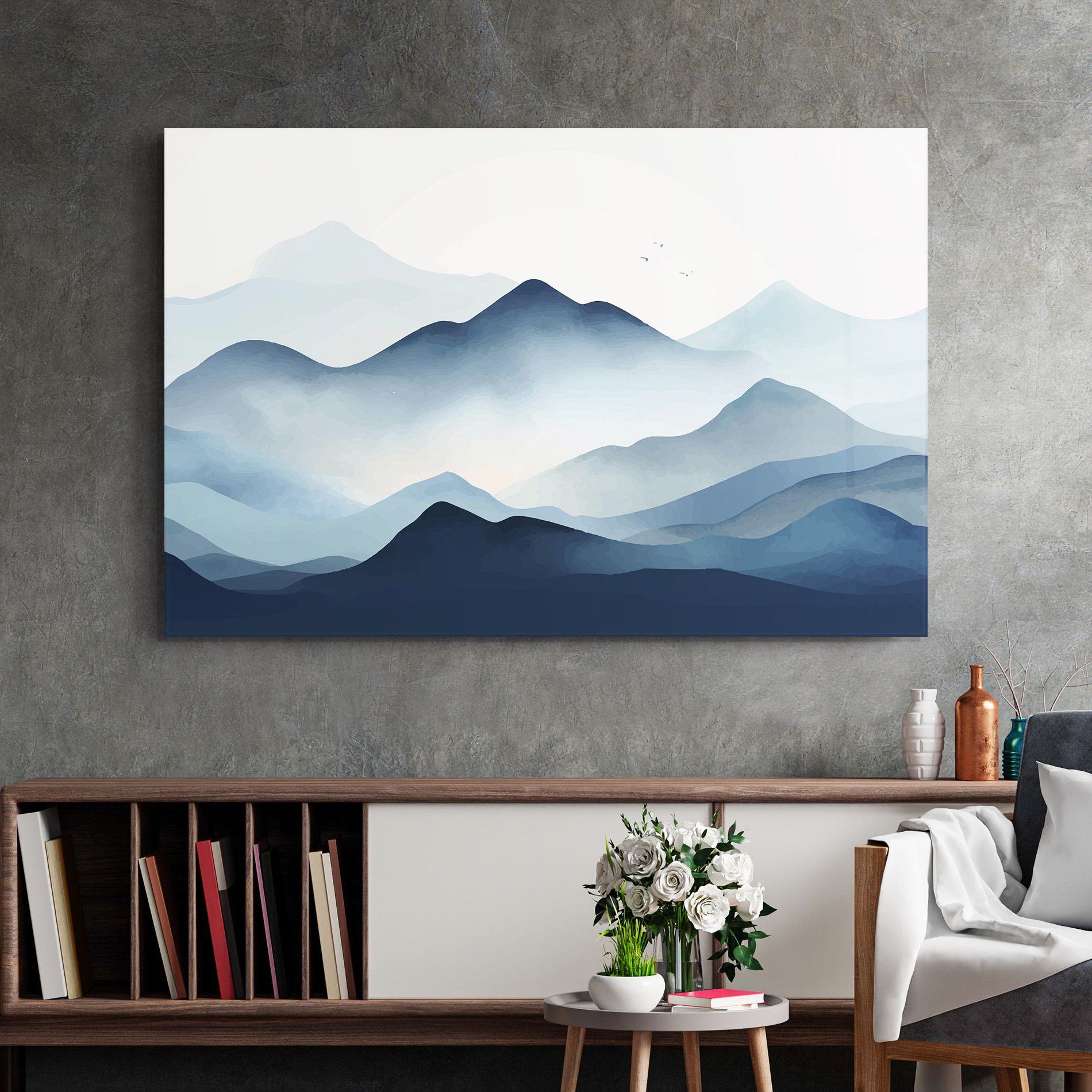 Blue Foggy Mountain mockup 2