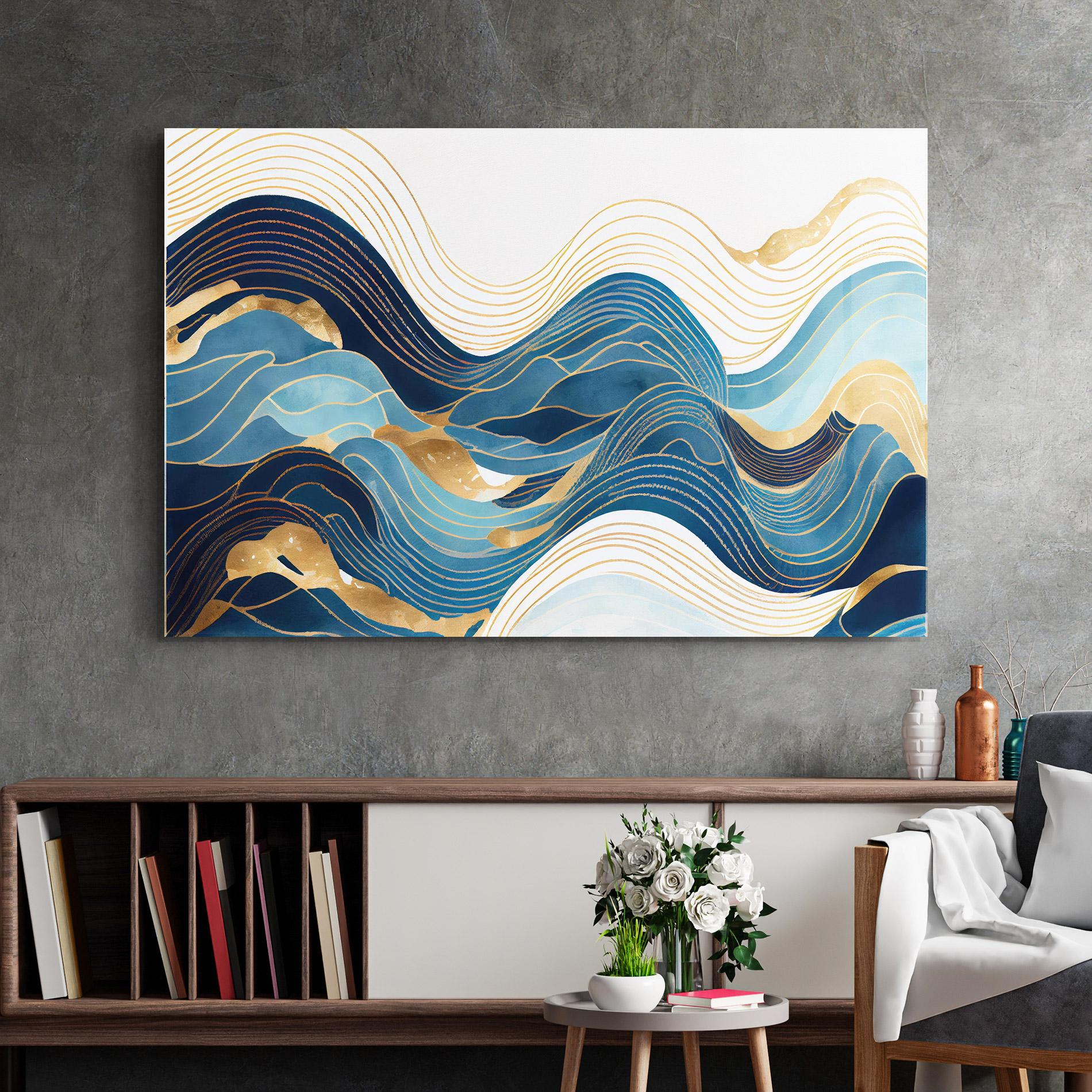 Glasbild Blue Wave Mountain mockup 2