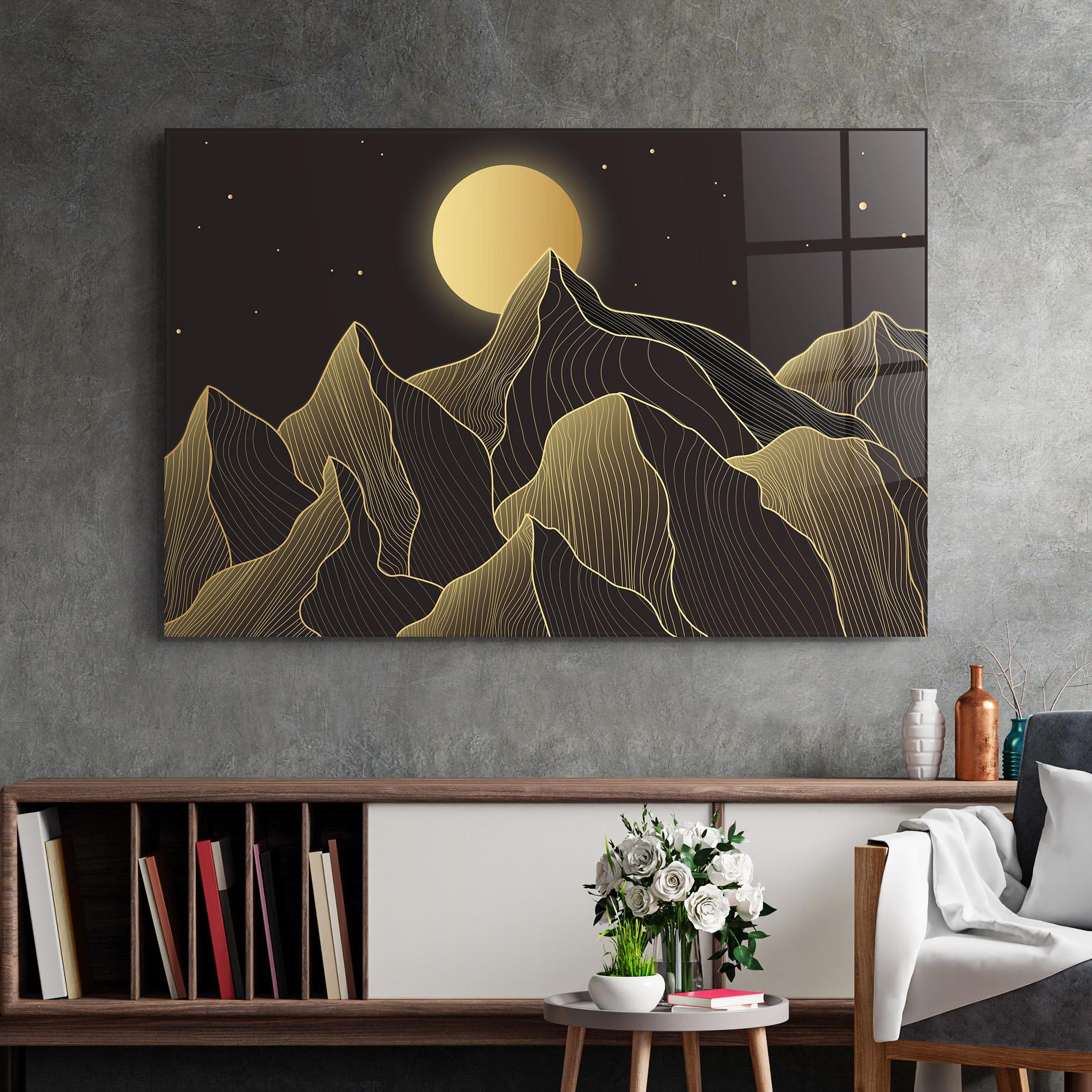 Glasbild Gold Shiny Moon mockup 2