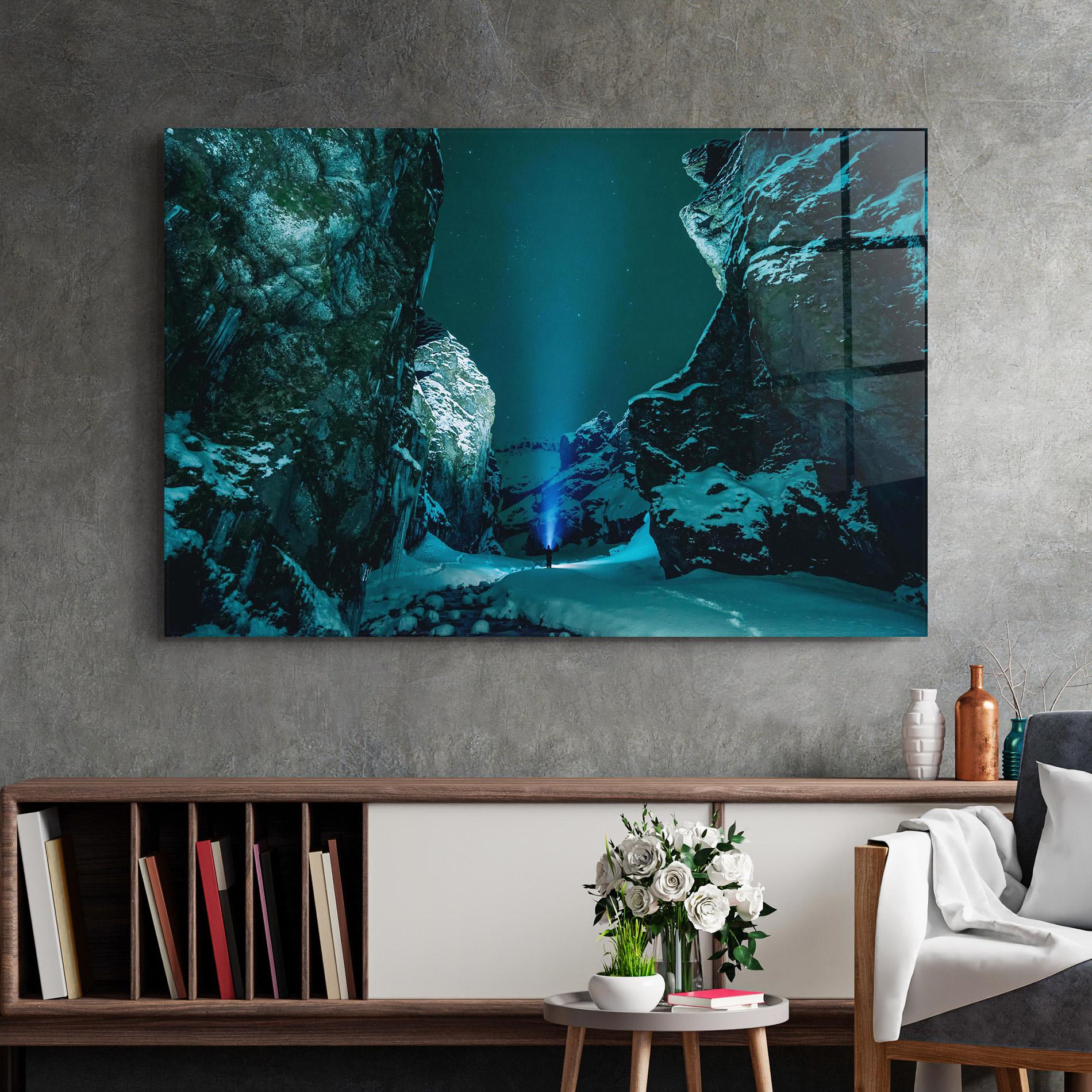 Glasbild Green Light Mountain mockup 2