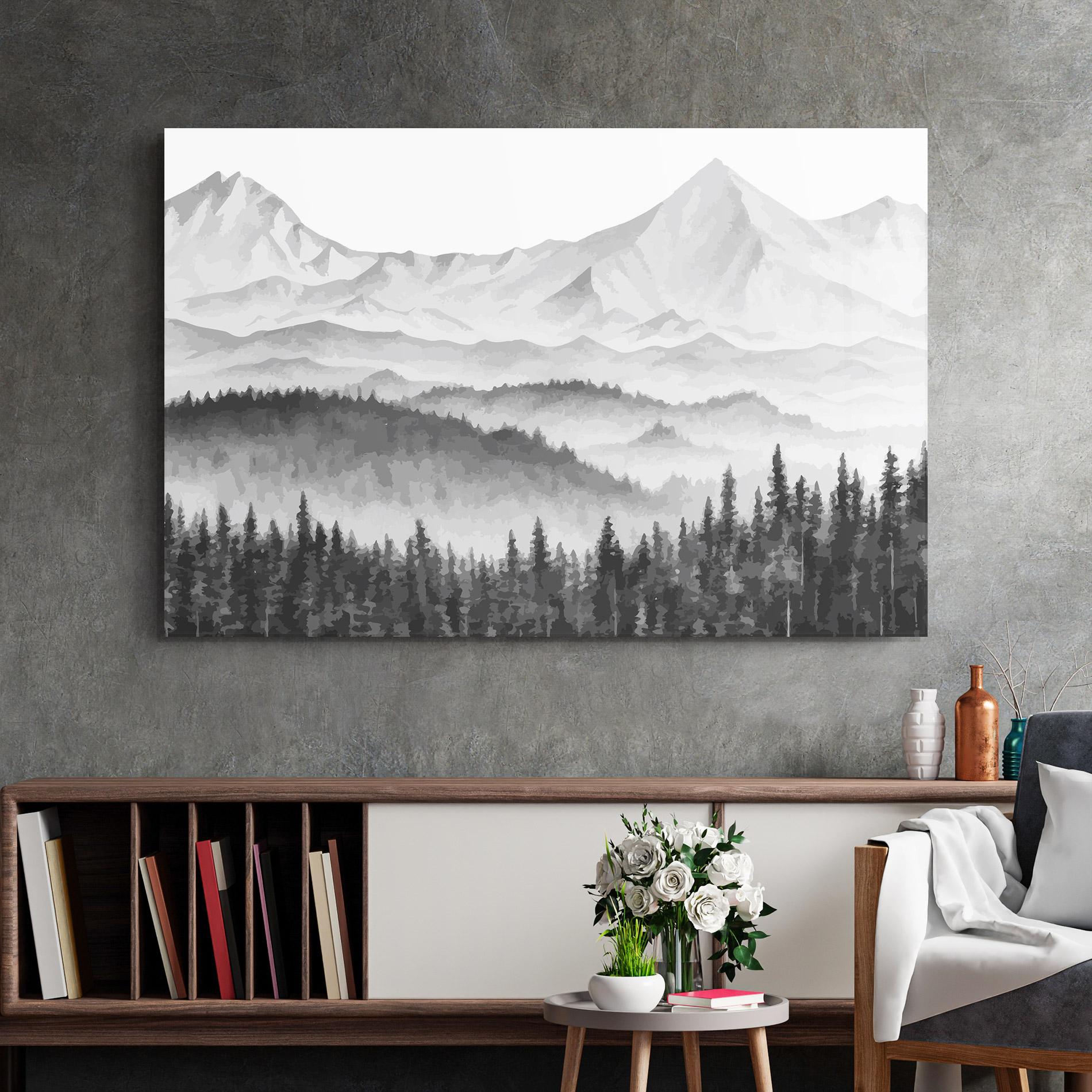 Glasbild Grey Mountain Drawing mockup 2
