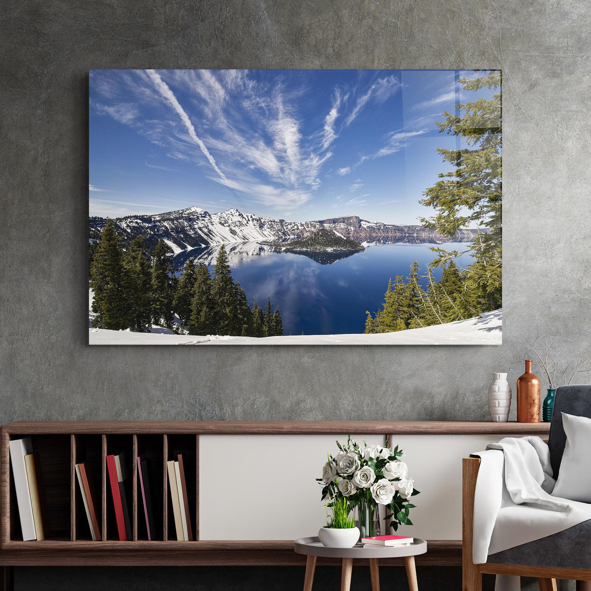 Glasbild White Snowy Mountain mockup 2