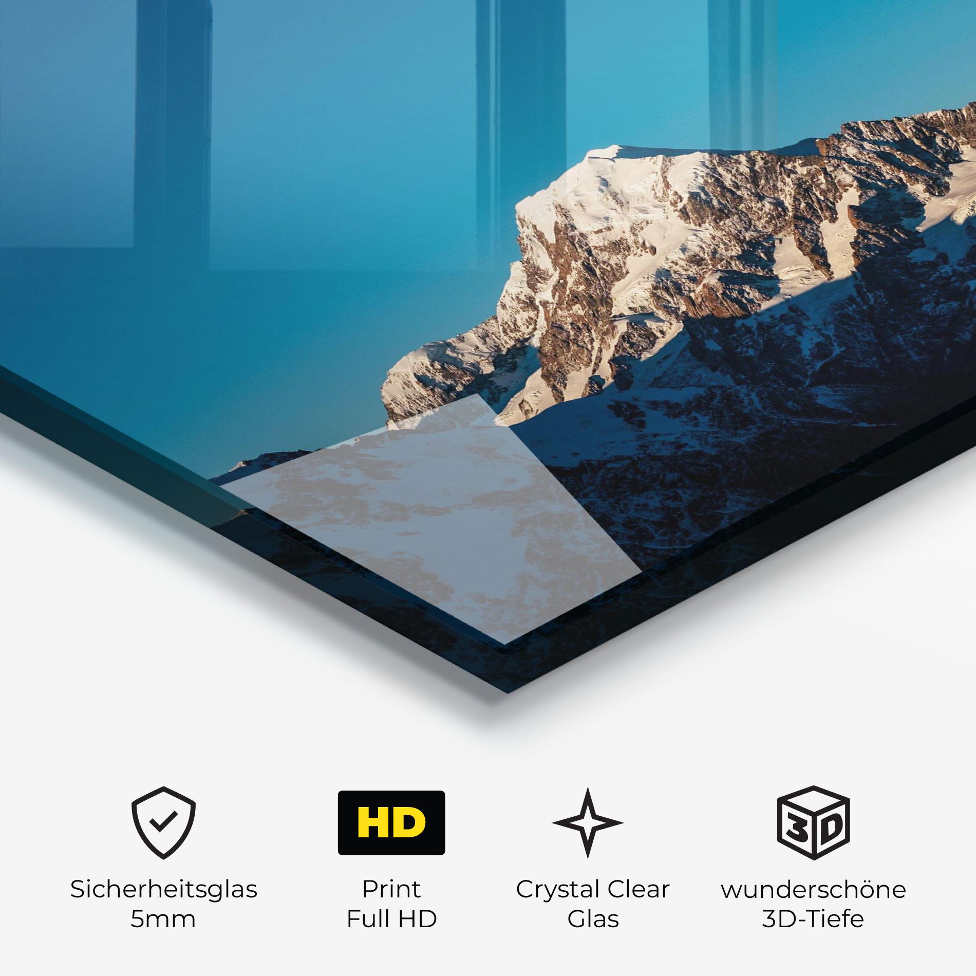 Glasbild Blue Snowy Mountain mockup 3