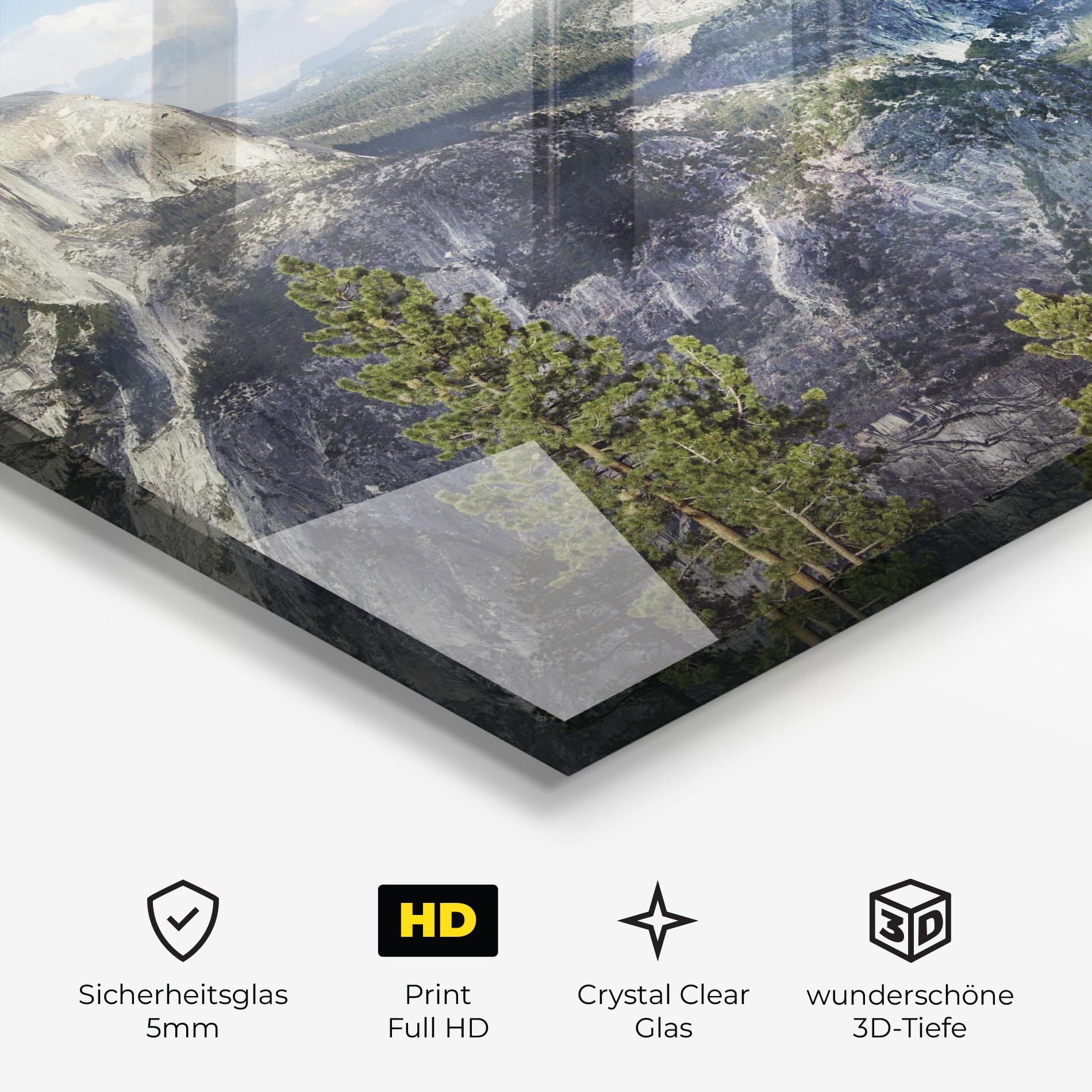 Glasbild Foggy Day Mountain mockup 3