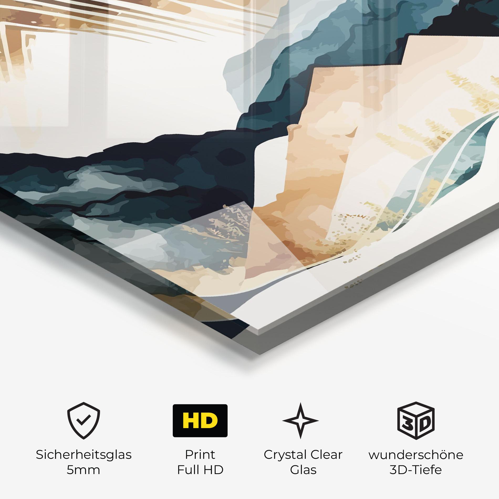 Glasbild Gold Green Mountain mockup 3