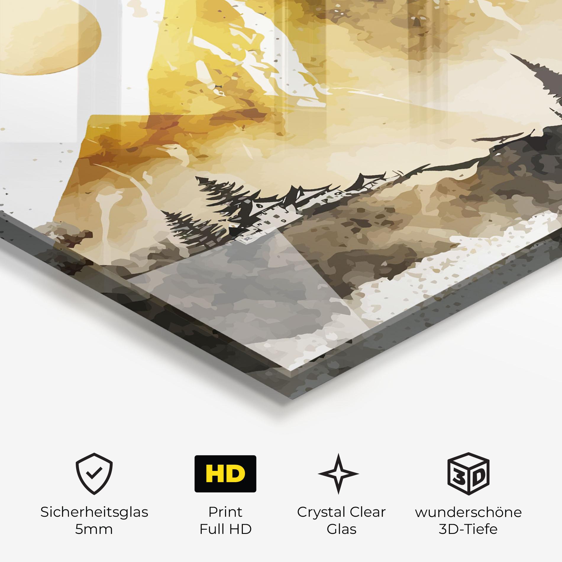 Glasbild Gold Mountain Art mockup 3