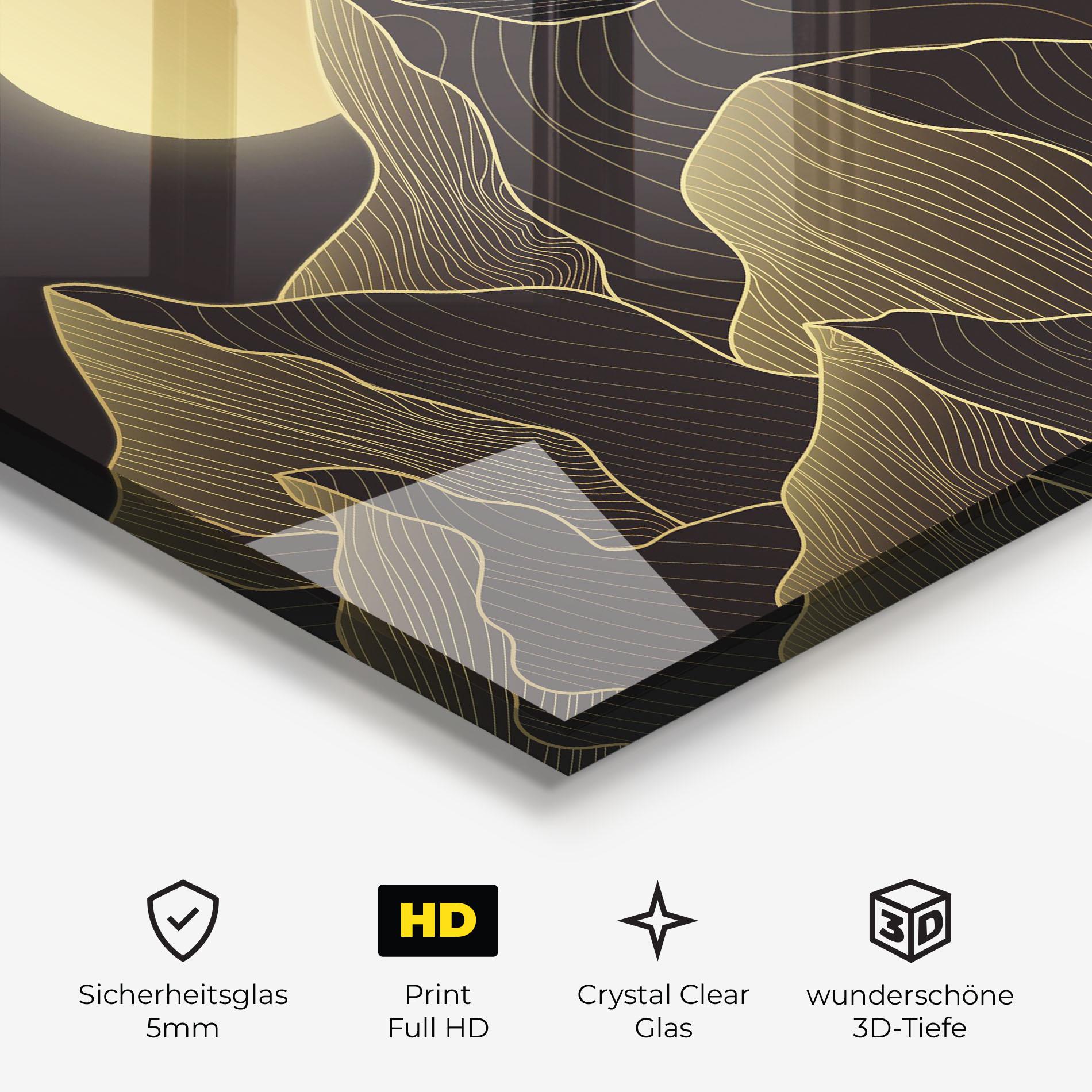 Glasbild Gold Shiny Moon mockup 3