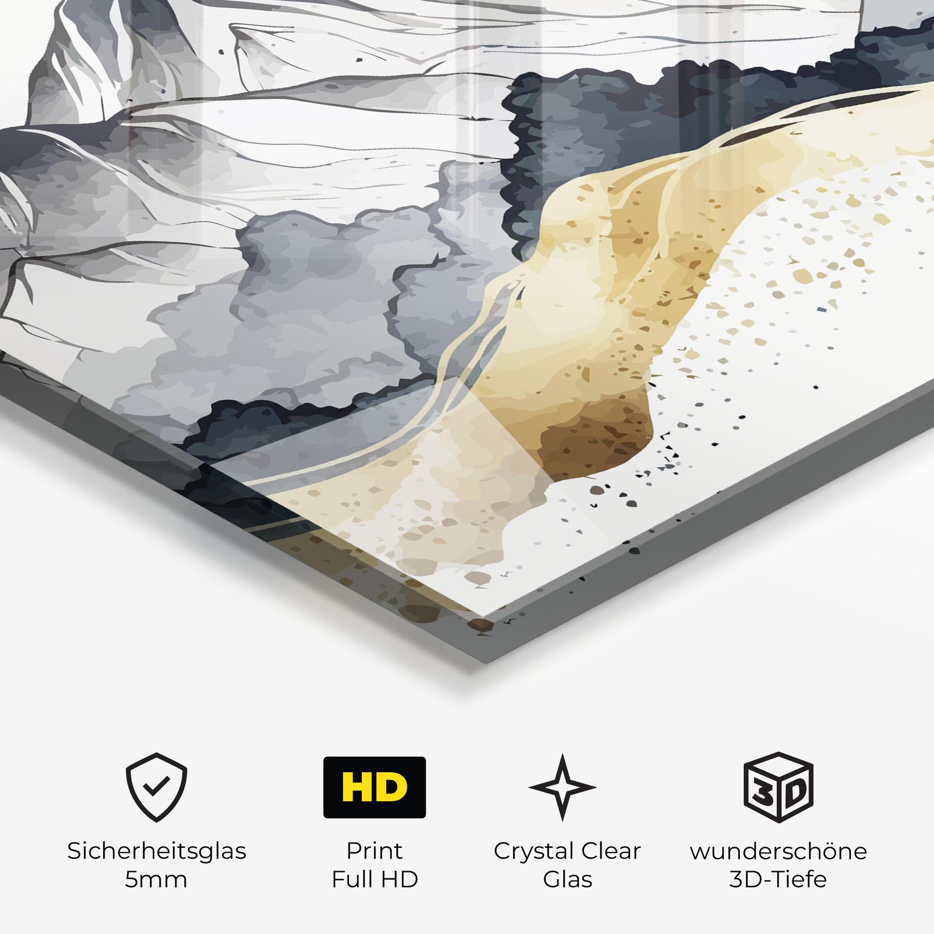 Glasbild Grey Gold Mountain mockup 3