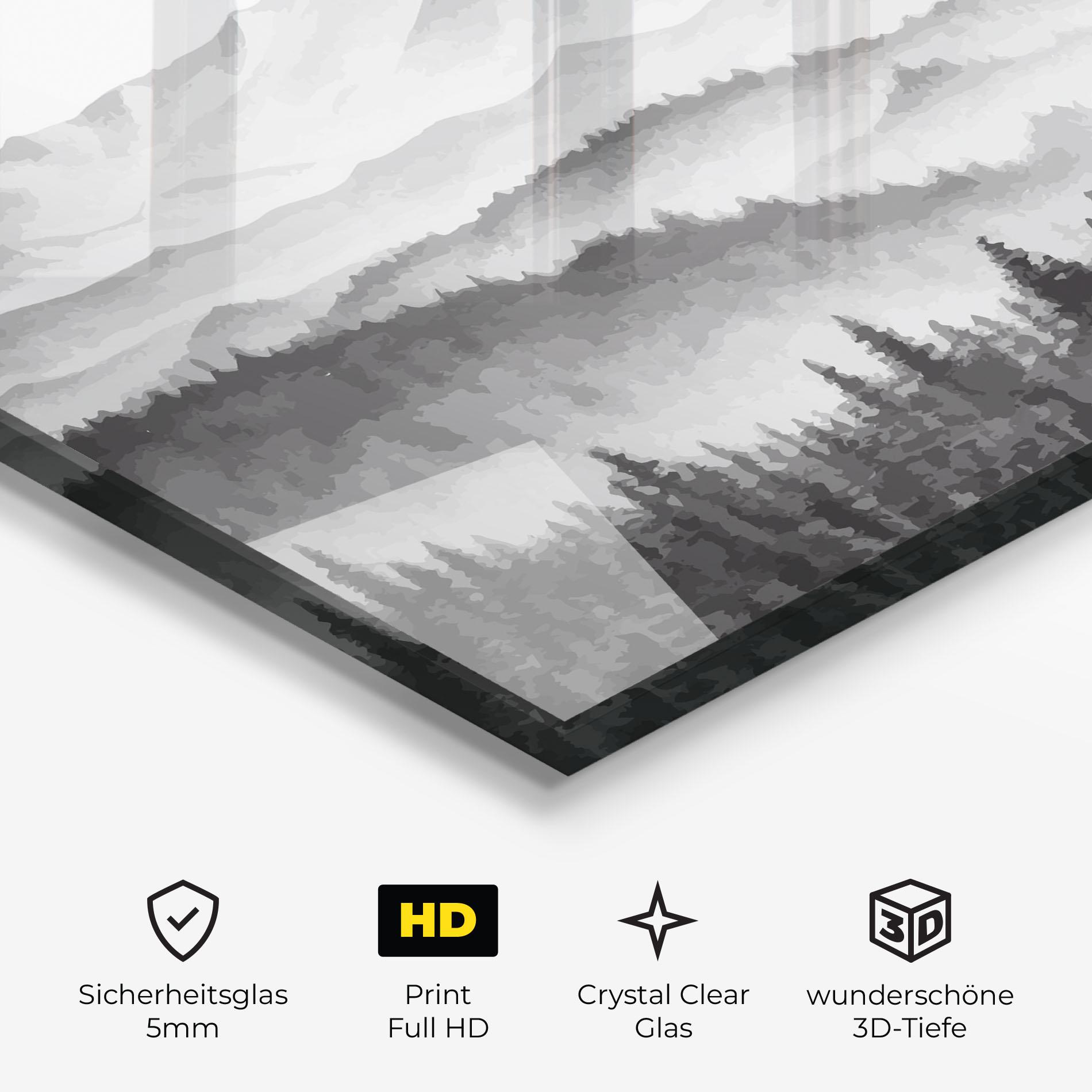 Glasbild Grey Mountain Drawing mockup 3