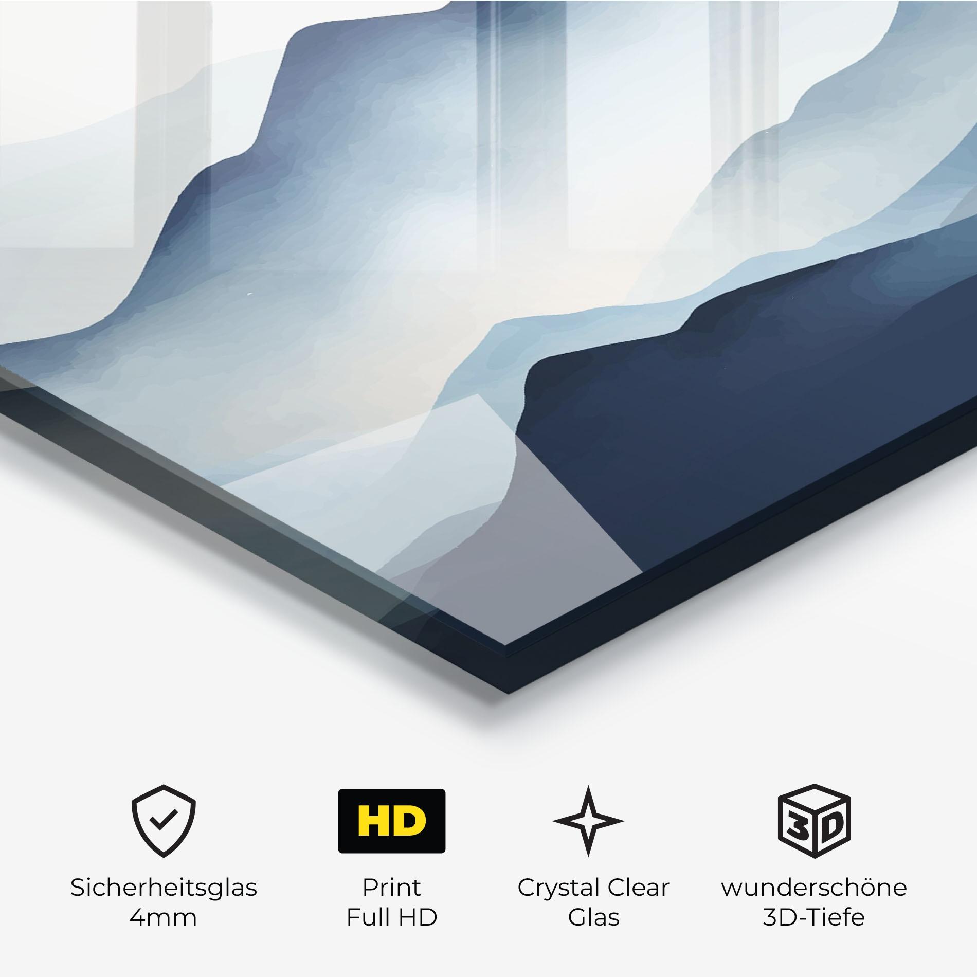 Glasbild Blue Foggy Mountain mockup 3