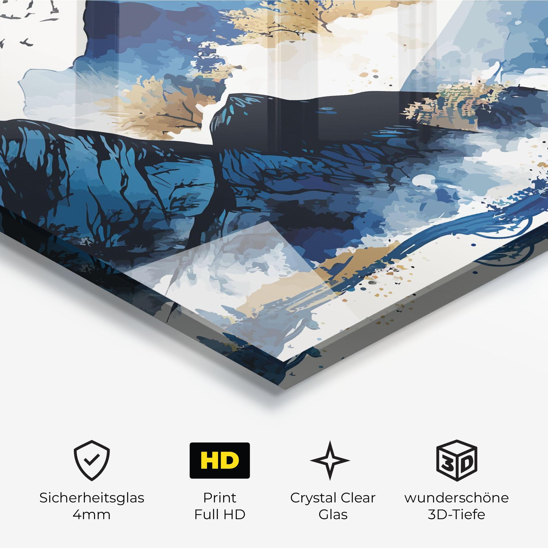 Glasbild Blue Mountain Moon mockup 3