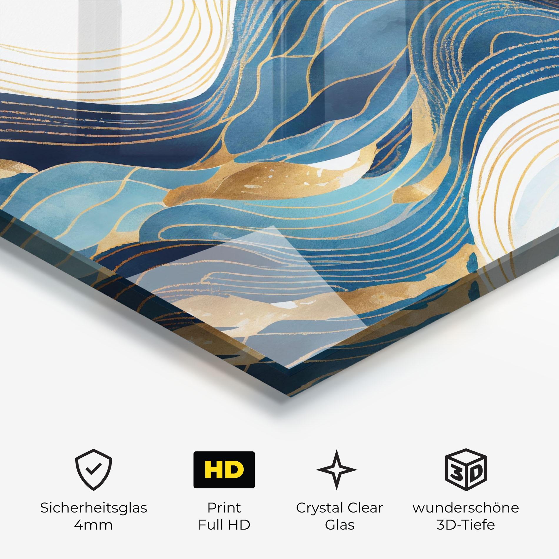 Glasbild Blue Wave Mountain mockup 3