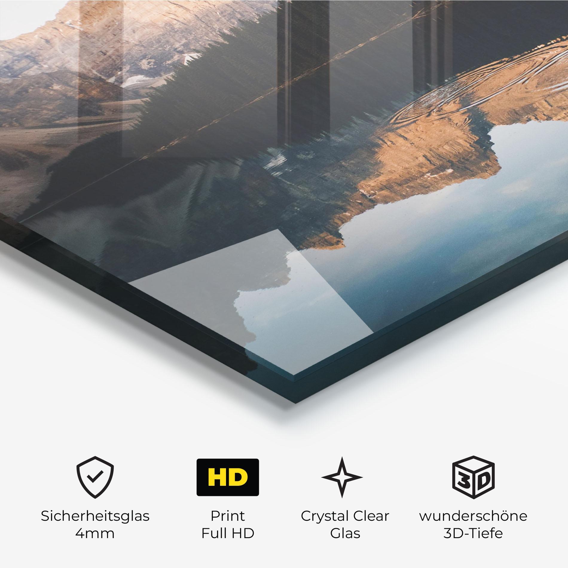 Glasbild Brown Mountain Lake mockup 3
