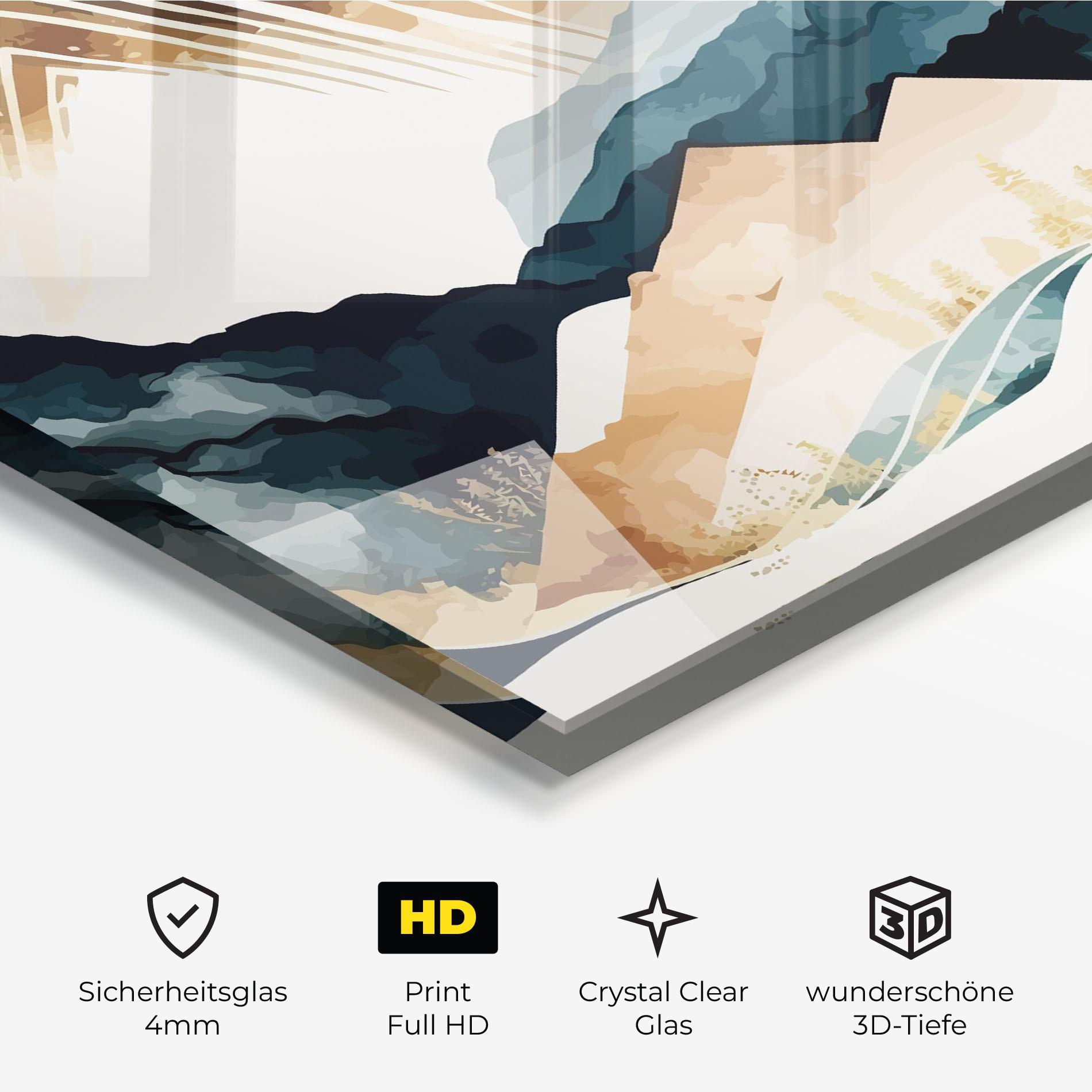 Glasbild Gold Green Mountain mockup 3