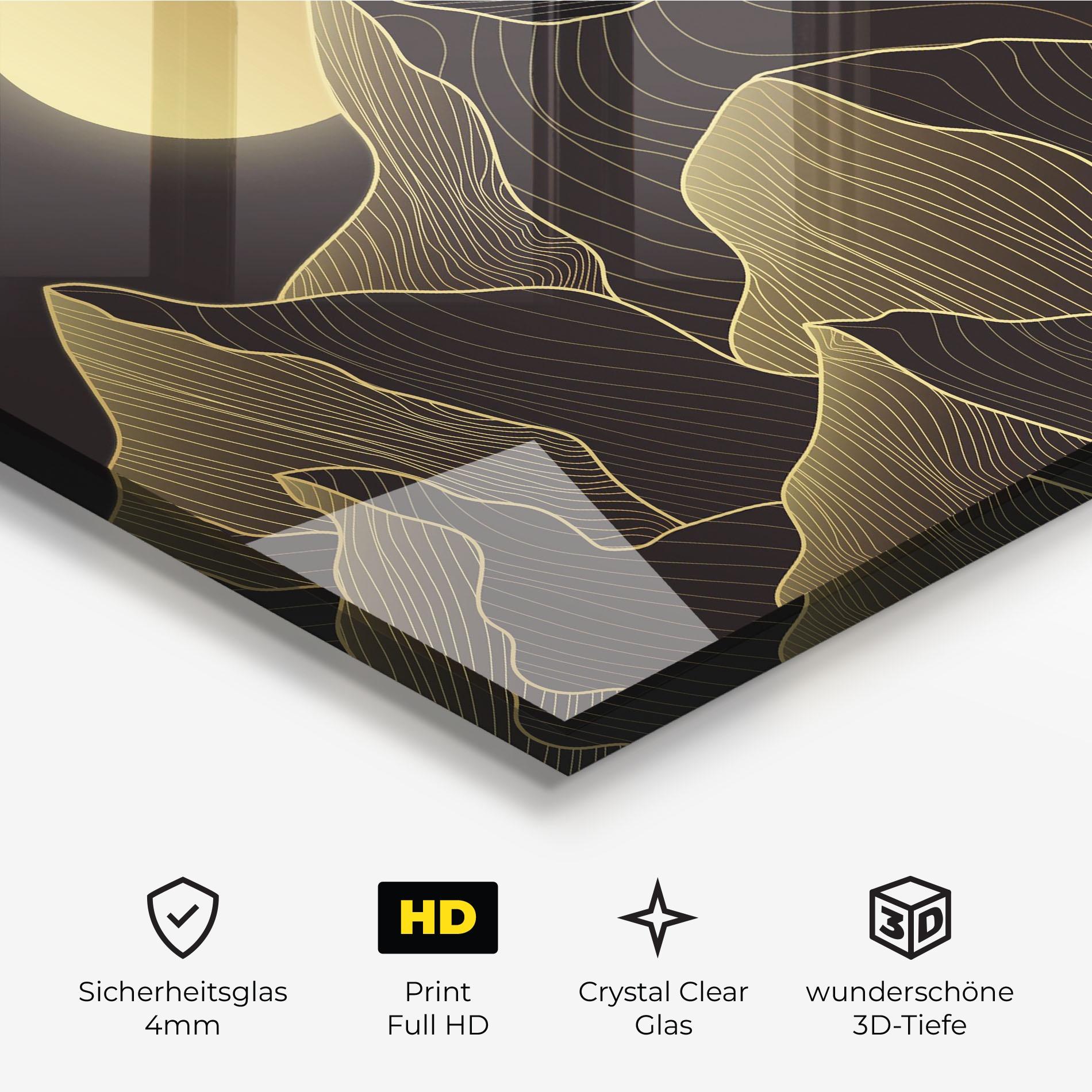 Glasbild Gold Shiny Moon mockup 3