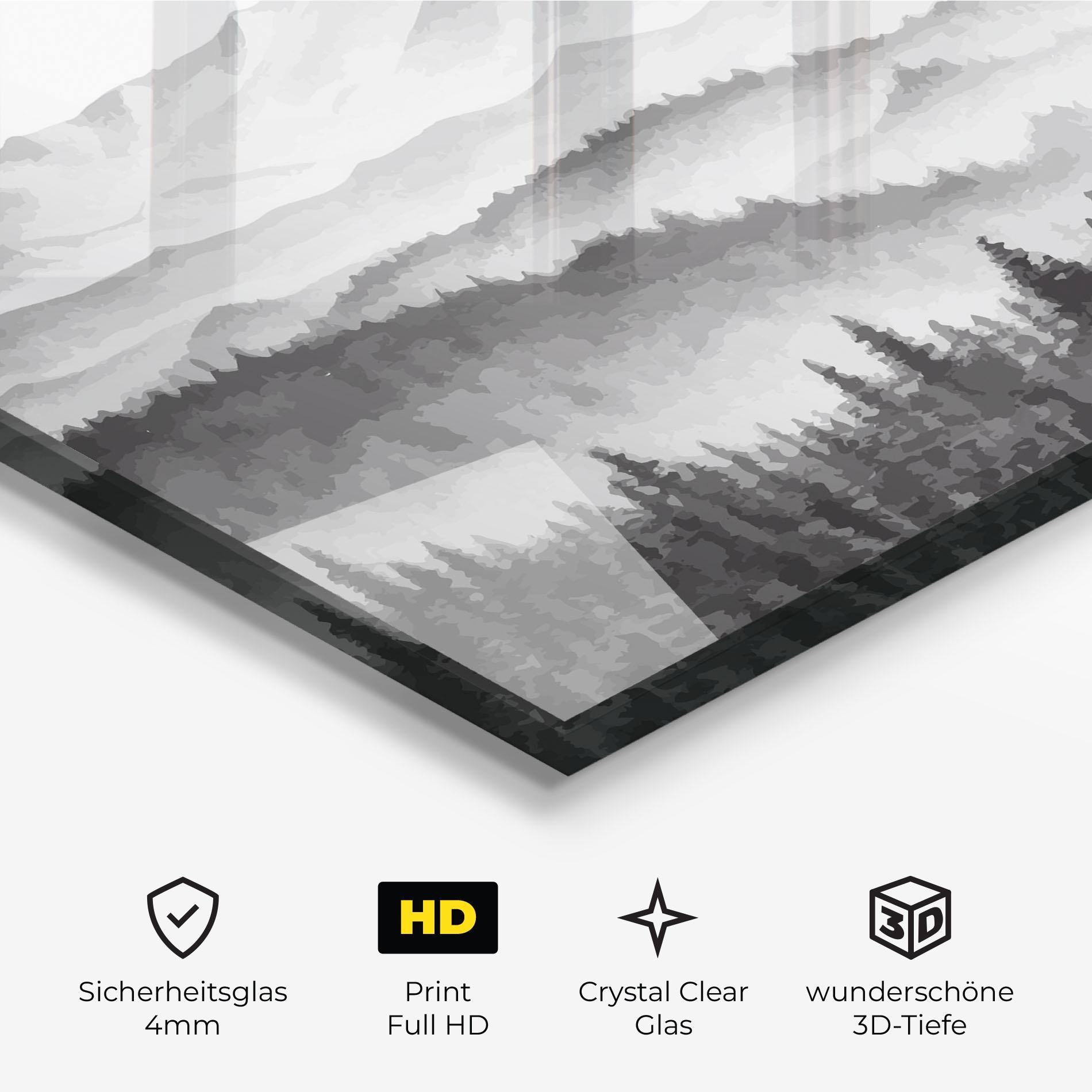 Glasbild Grey Mountain Drawing mockup 3