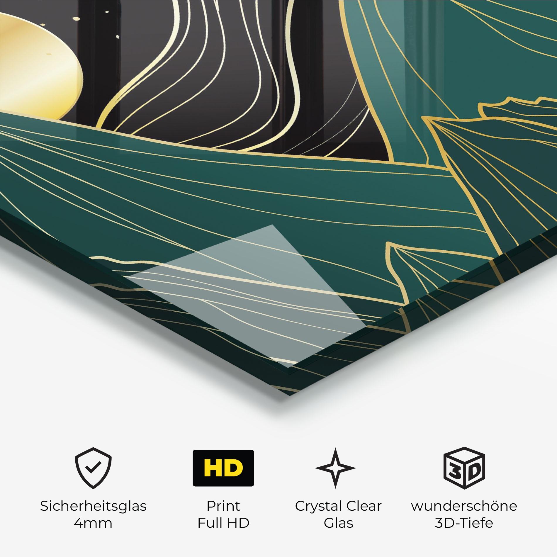 Glasbild Mountain Gold Moon mockup 3