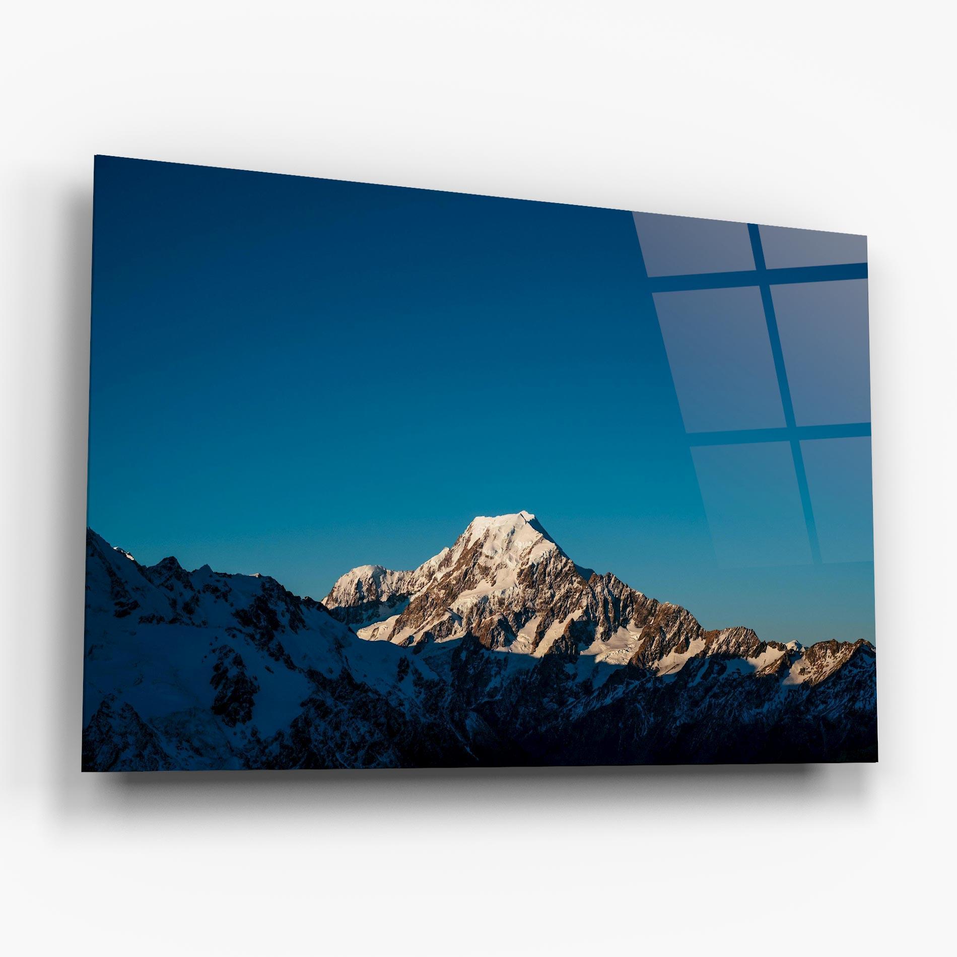 Glasbild Blue Snowy Mountain mockup 6