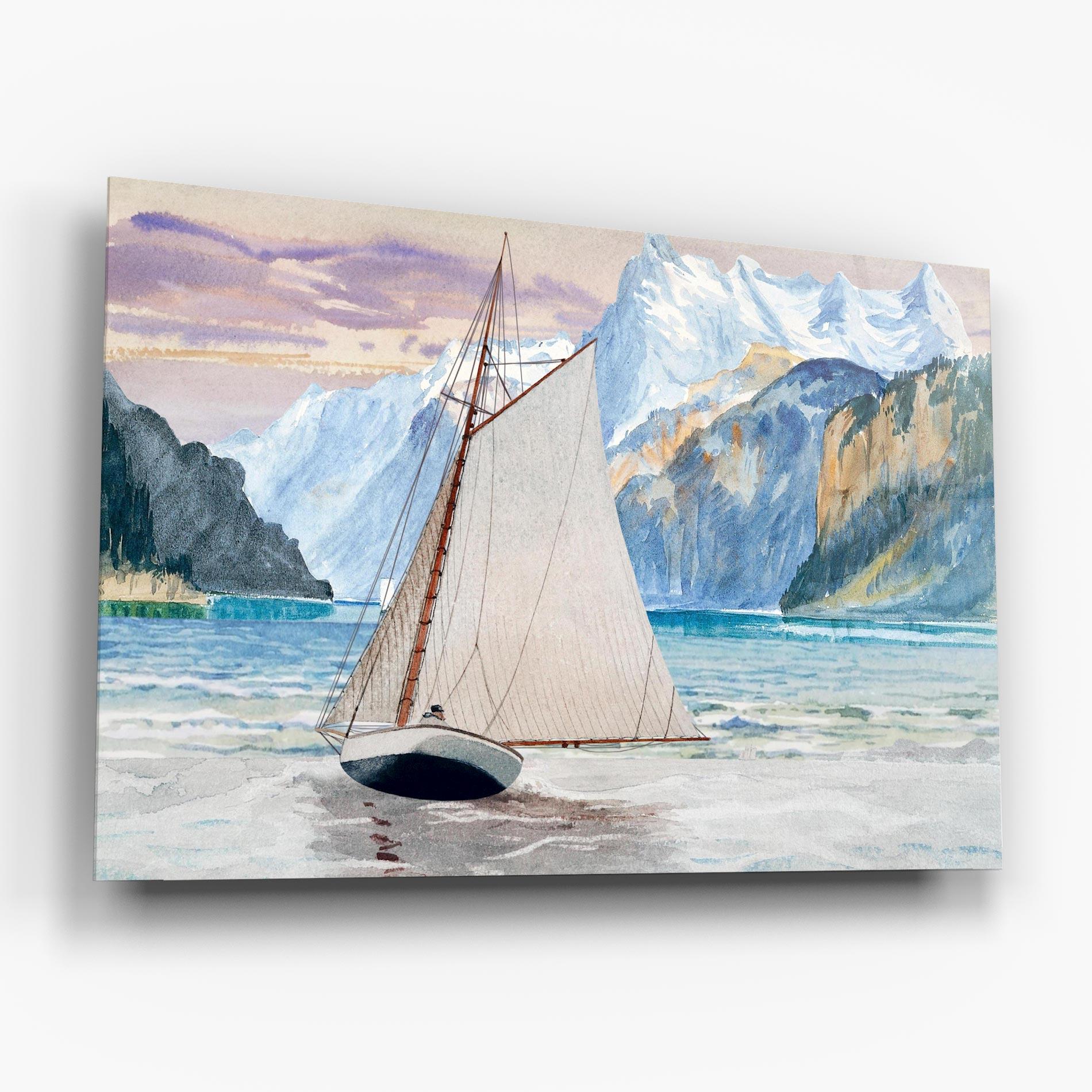 Glasbild Boat Mountain View mockup 6