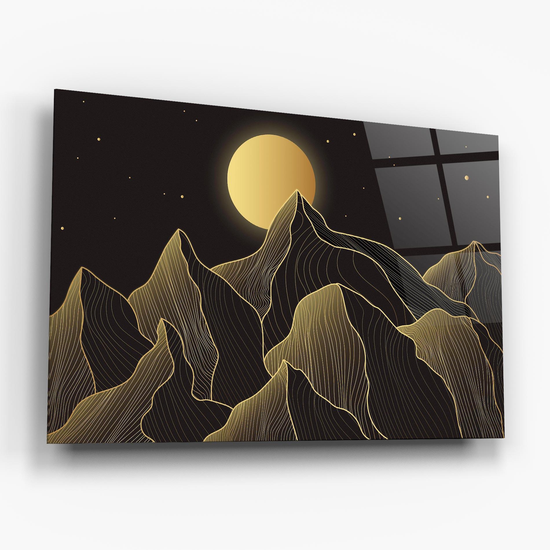 Glasbild Gold Shiny Moon mockup 6
