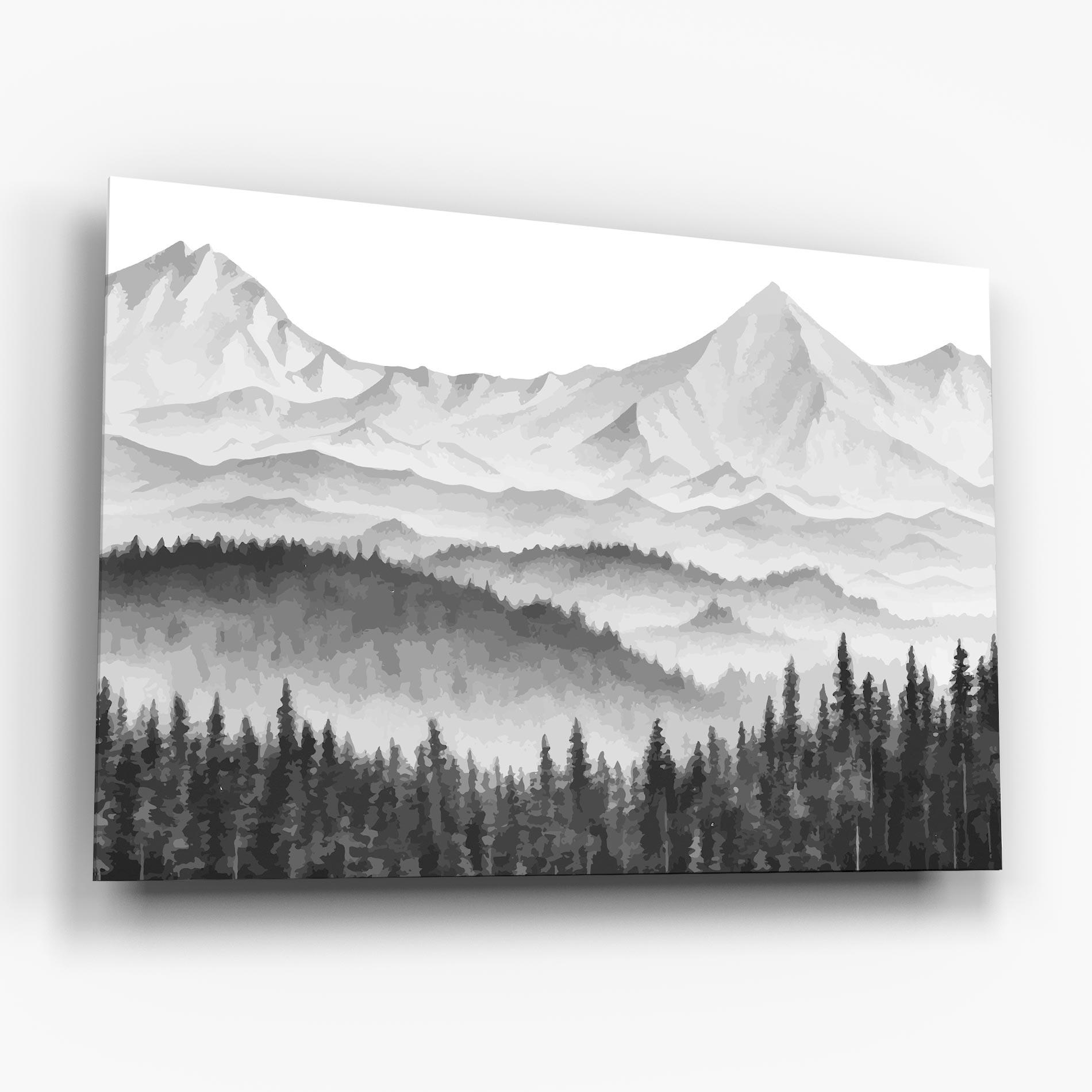 Glasbild Grey Mountain Drawing mockup 6