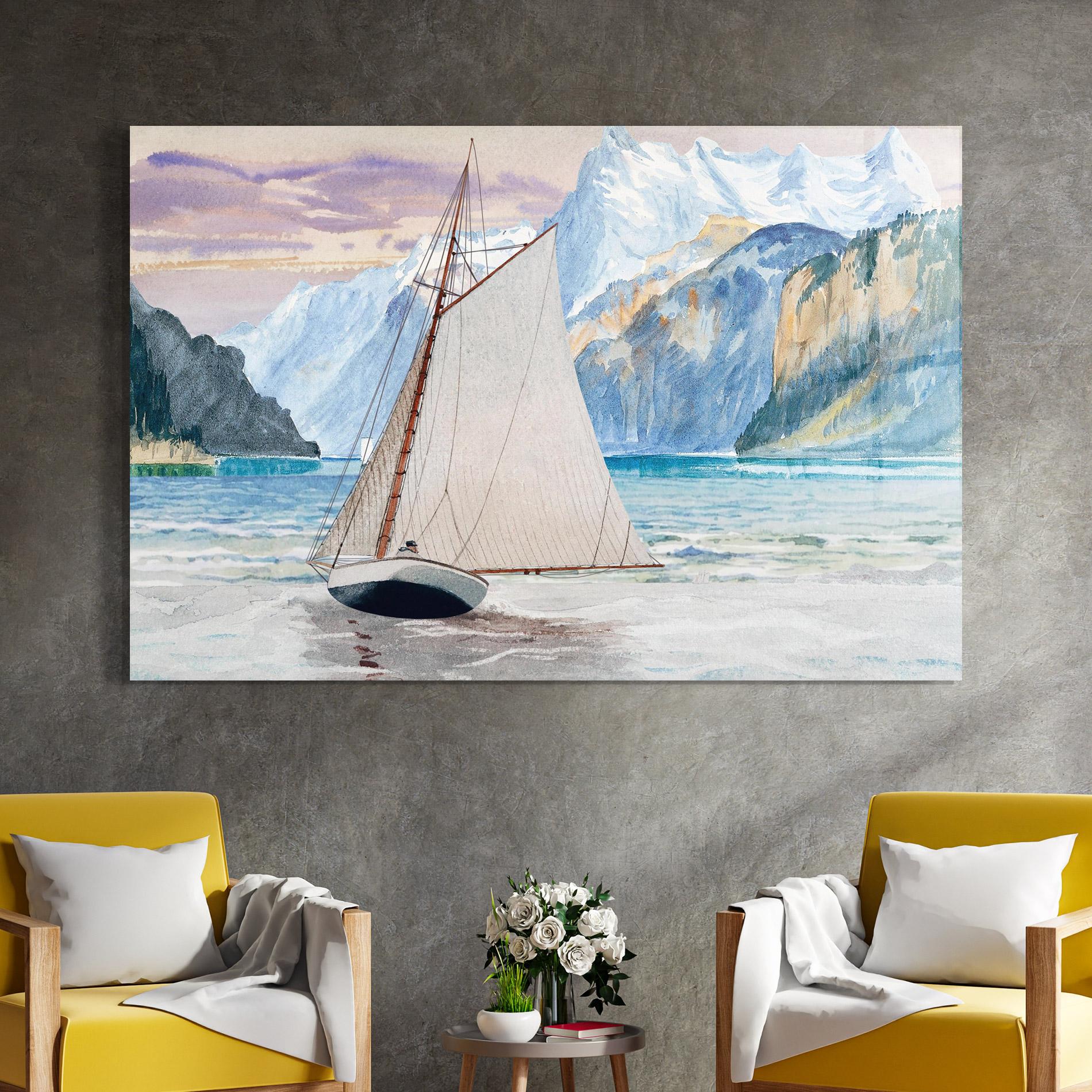 Glasbild Boat Mountain View mockup 4