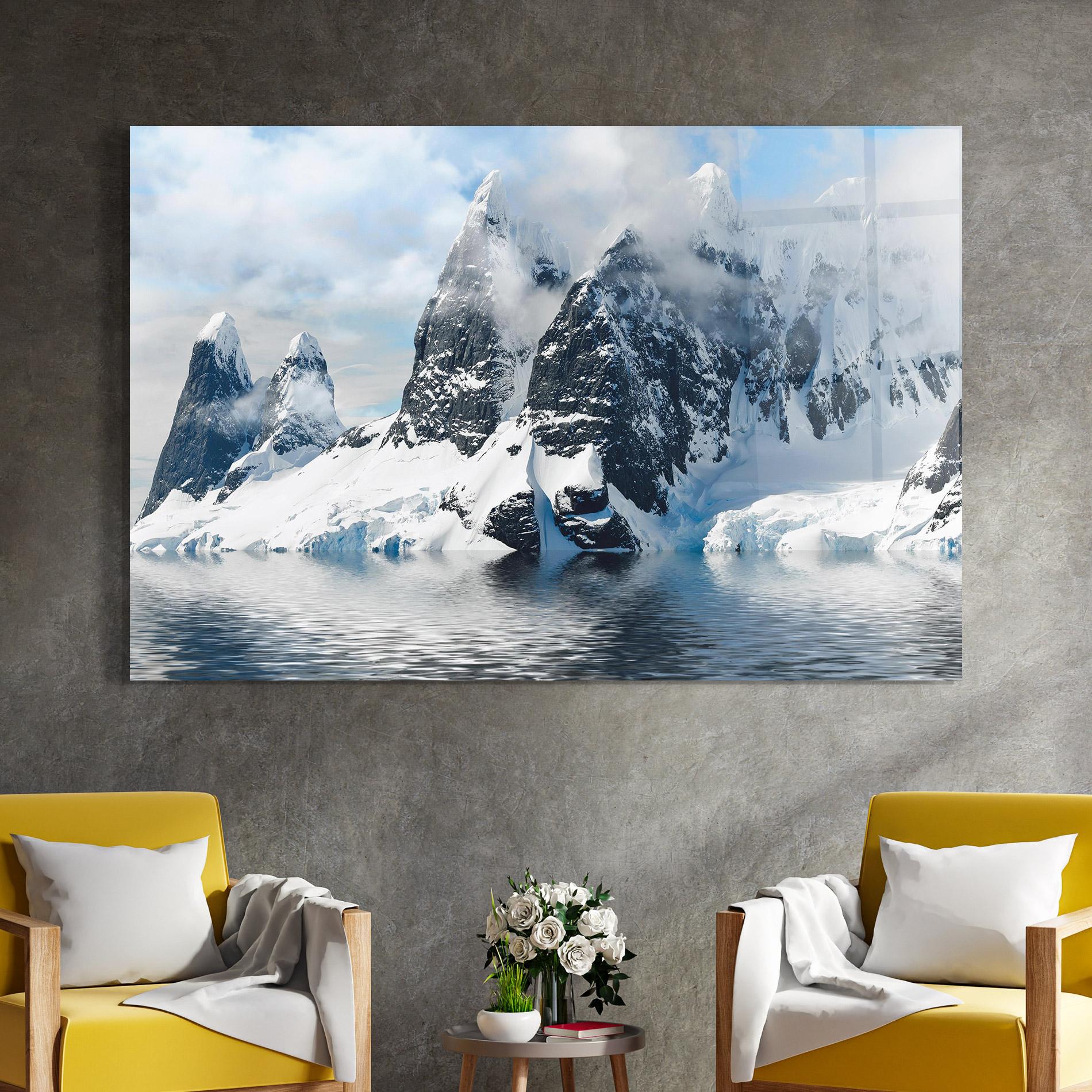 Glasbild Glacial Mountains mockup 4