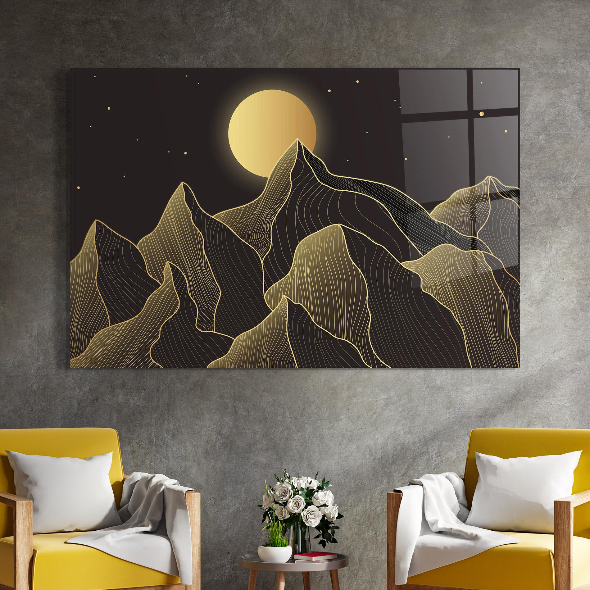 Glasbild Gold Shiny Moon mockup 4