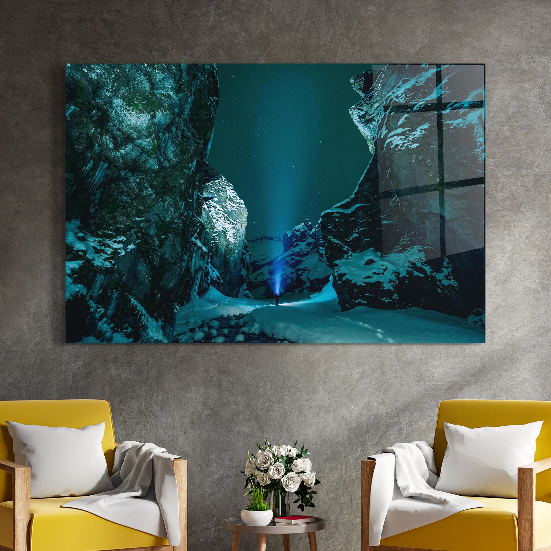 Glasbild Green Light Mountain mockup 4