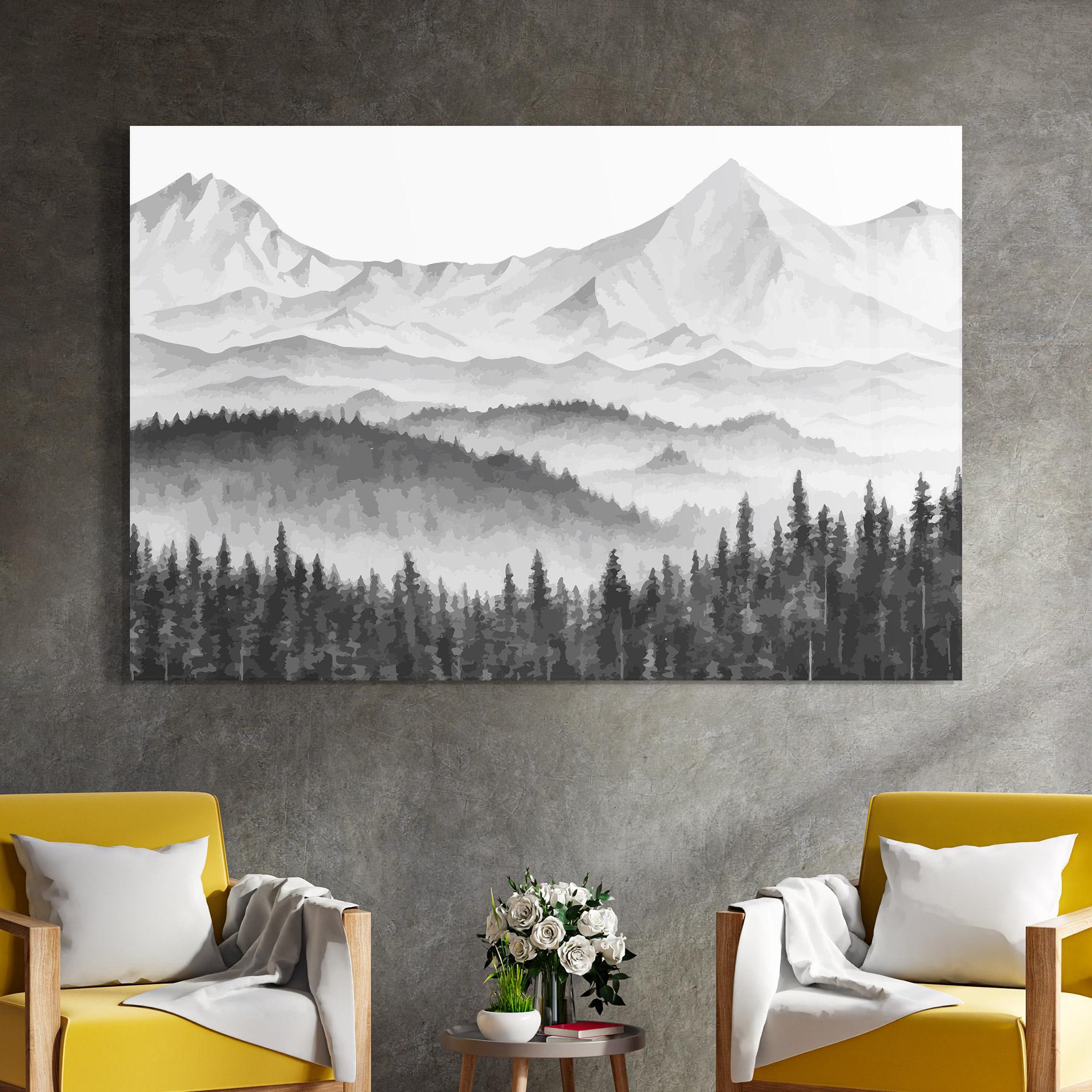 Glasbild Grey Mountain Drawing mockup 4