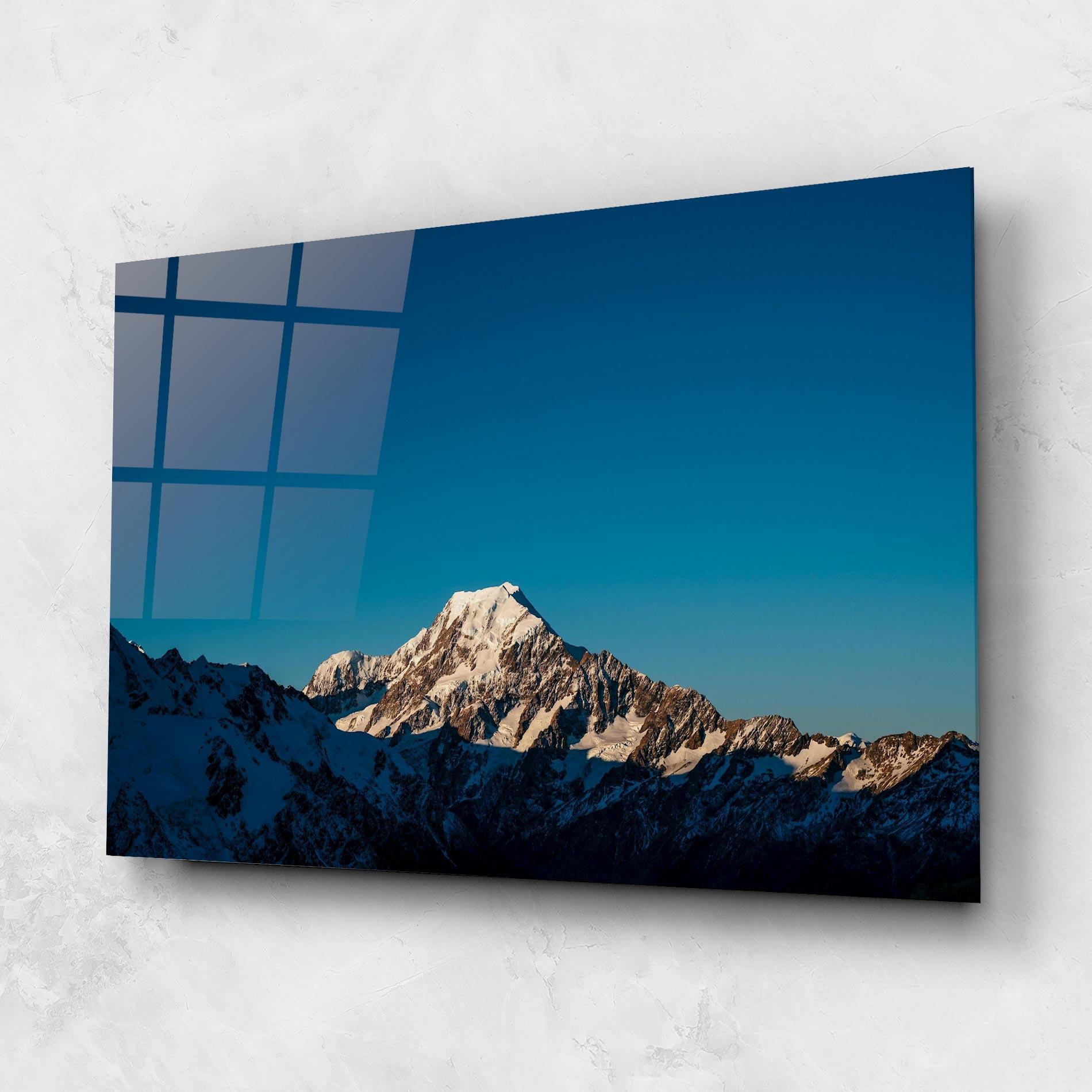 Glasbild Blue Snowy Mountain mockup 1